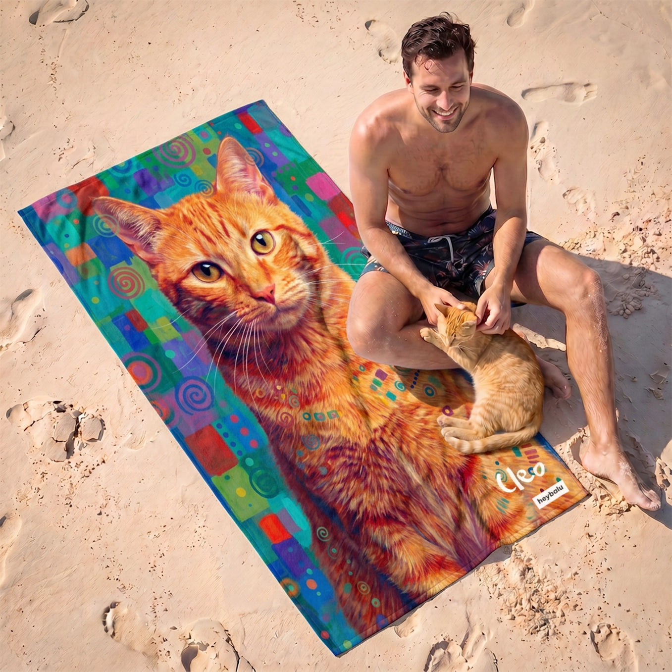 Personalisiertes Badetuch "Graffiti Katze"