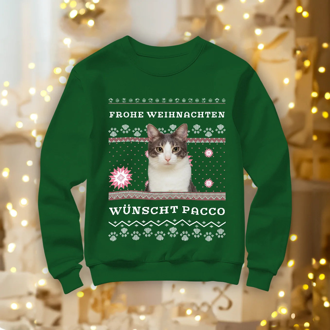 Personalisierter Christmas Sweater Katze "Ho Ho Ho" heybalu