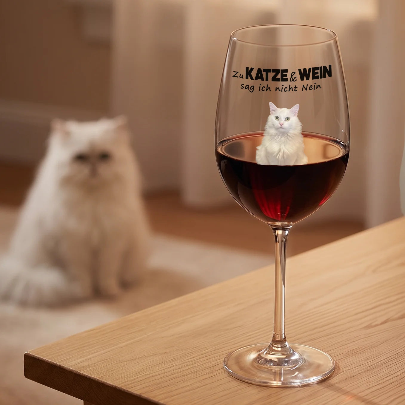 Personalisiertes Weinglas "Katze & Wein"