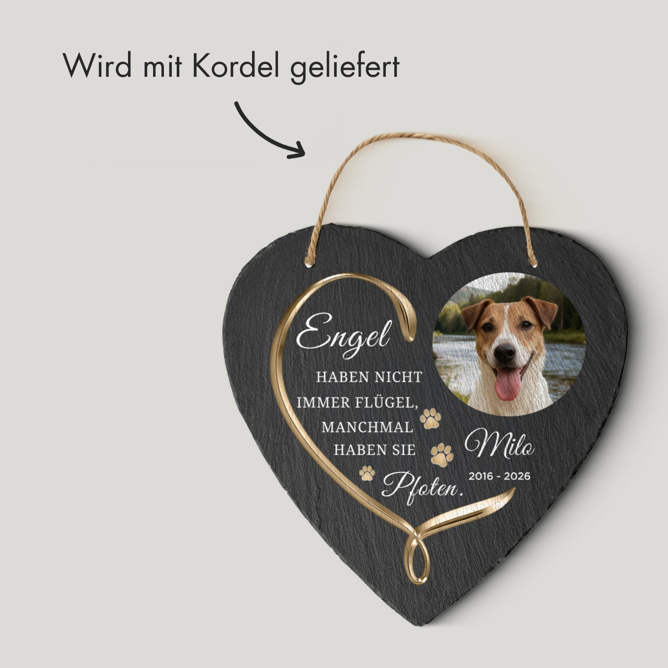 Personalisierte Schieferplatte Herz "Engel"