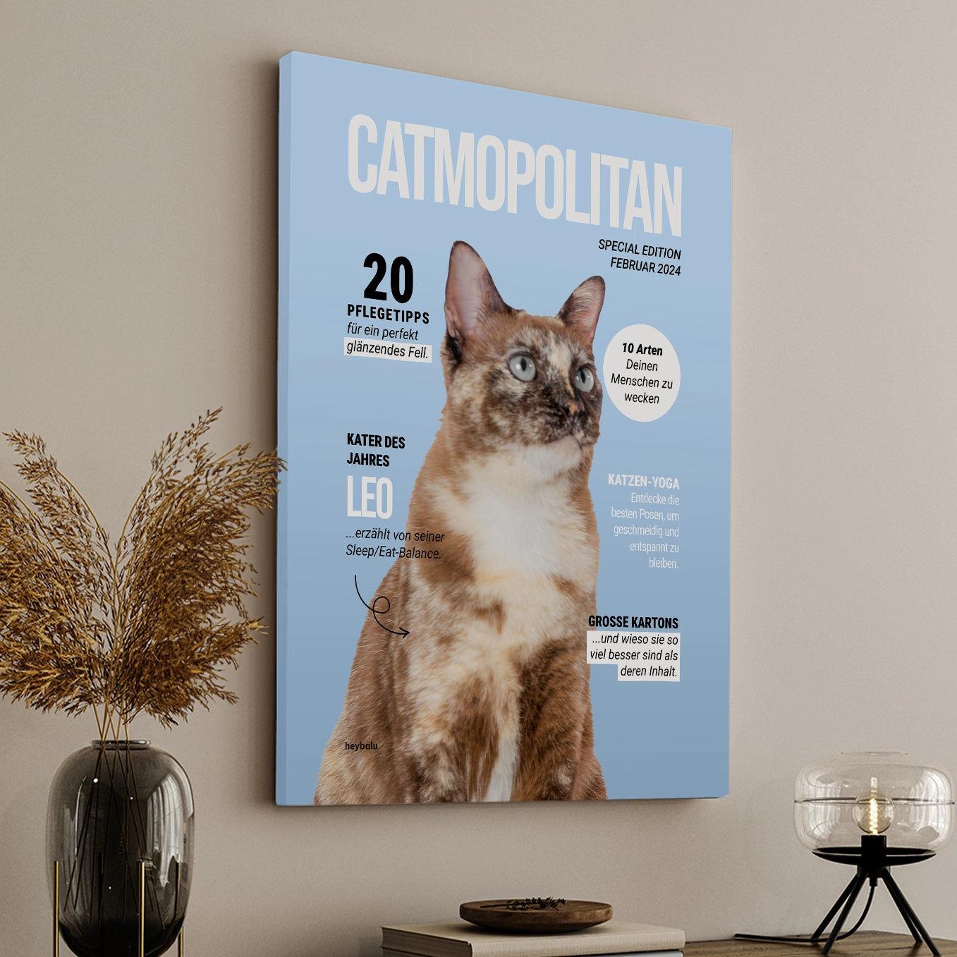 Personalisierte Leinwand Katzenmagazin "Catmopolitan"