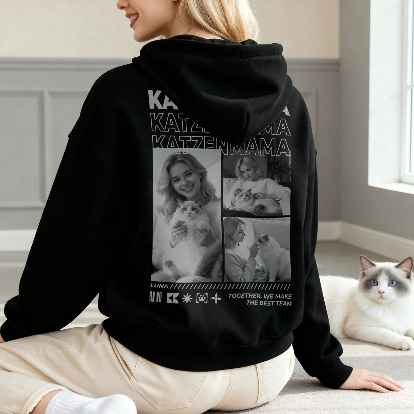 Personalisierter Hoodie "Cat Mom"