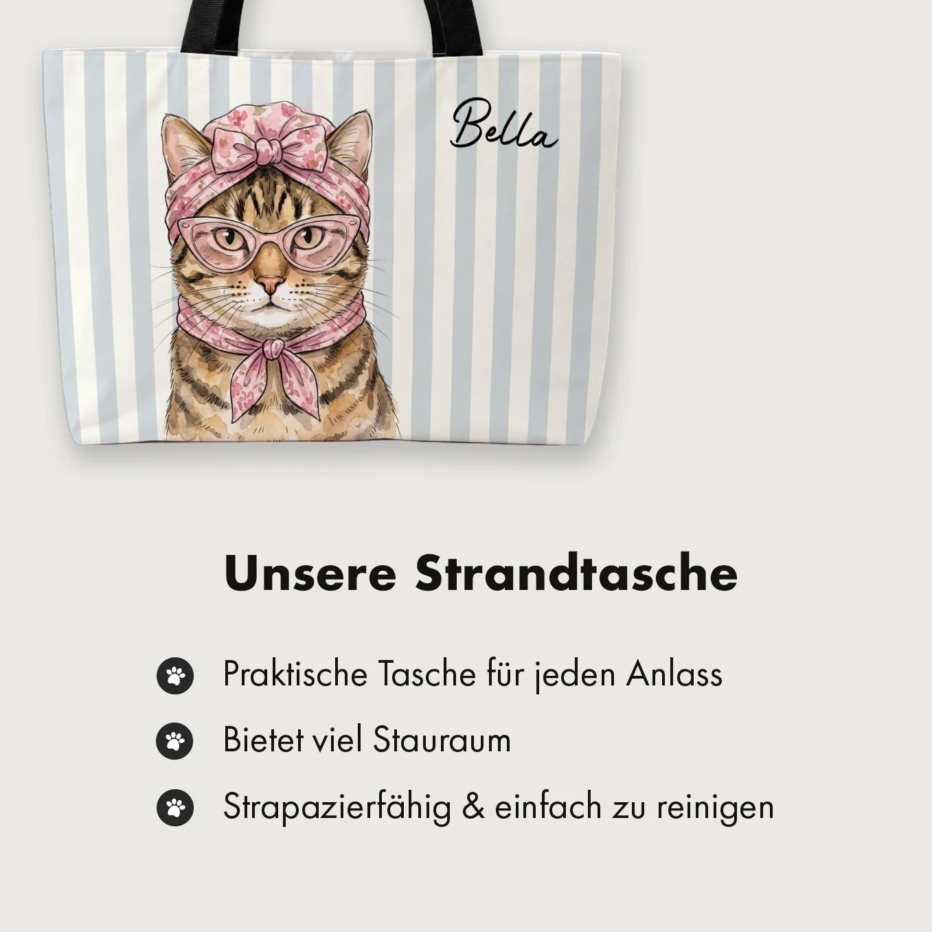 Personalisierte Strandtasche "Katze"