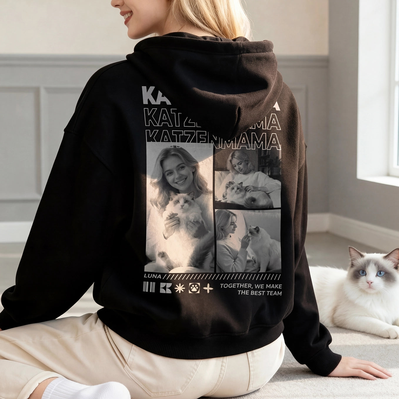 Personalisierter Hoodie "Cat Mom"