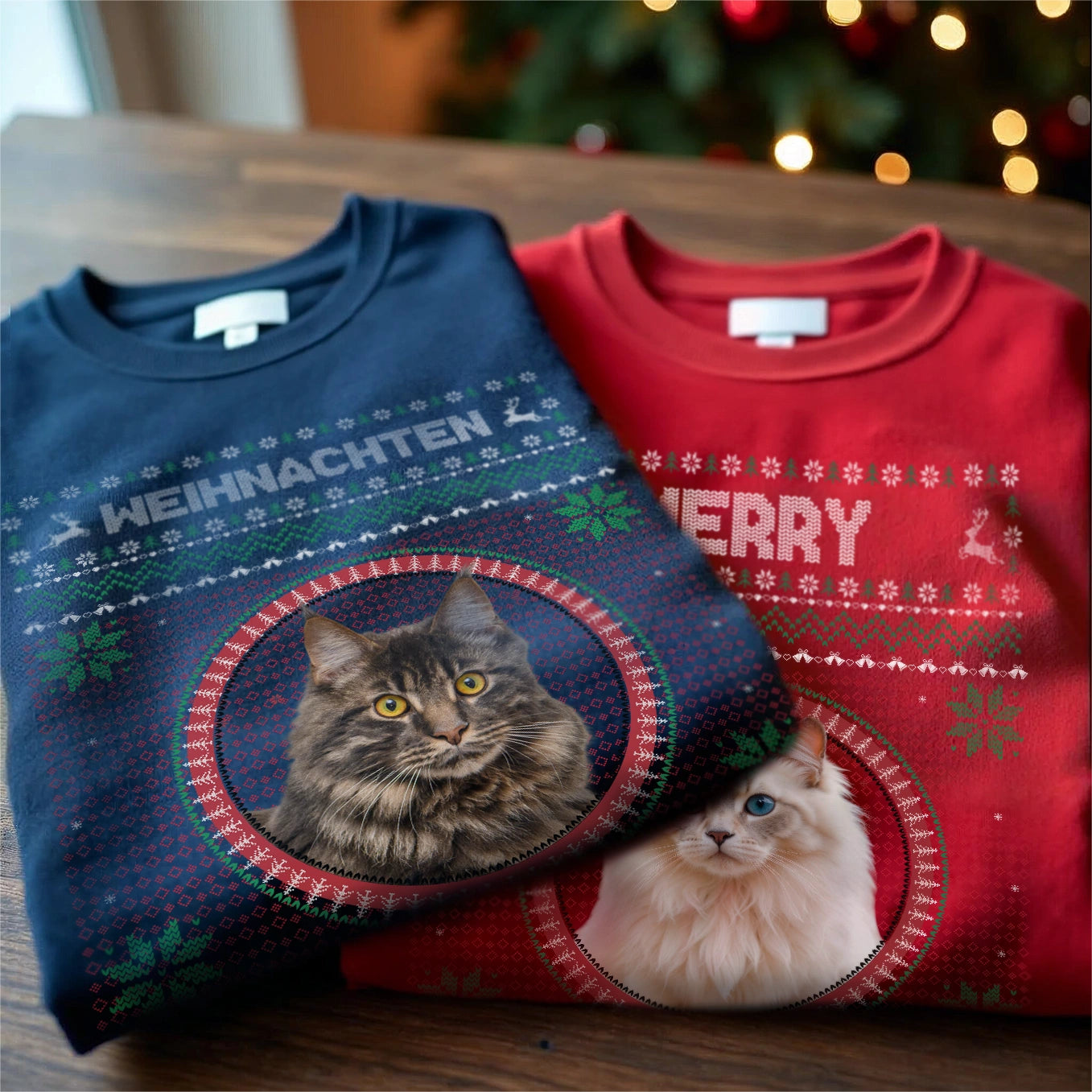 Personalisierter Christmas Sweater Foto “Katze”