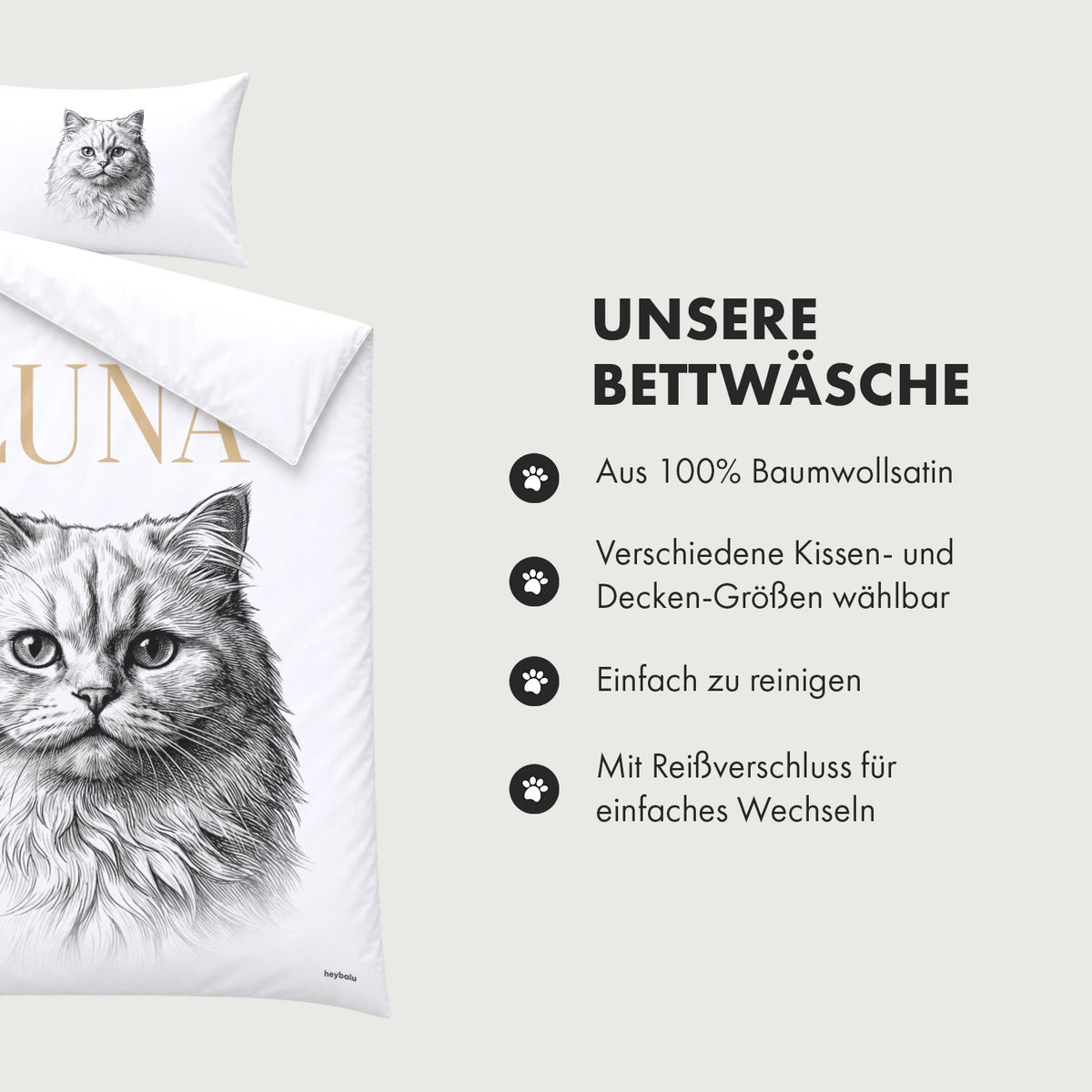 Personalisierte Bettwäsche "Retro Katze"