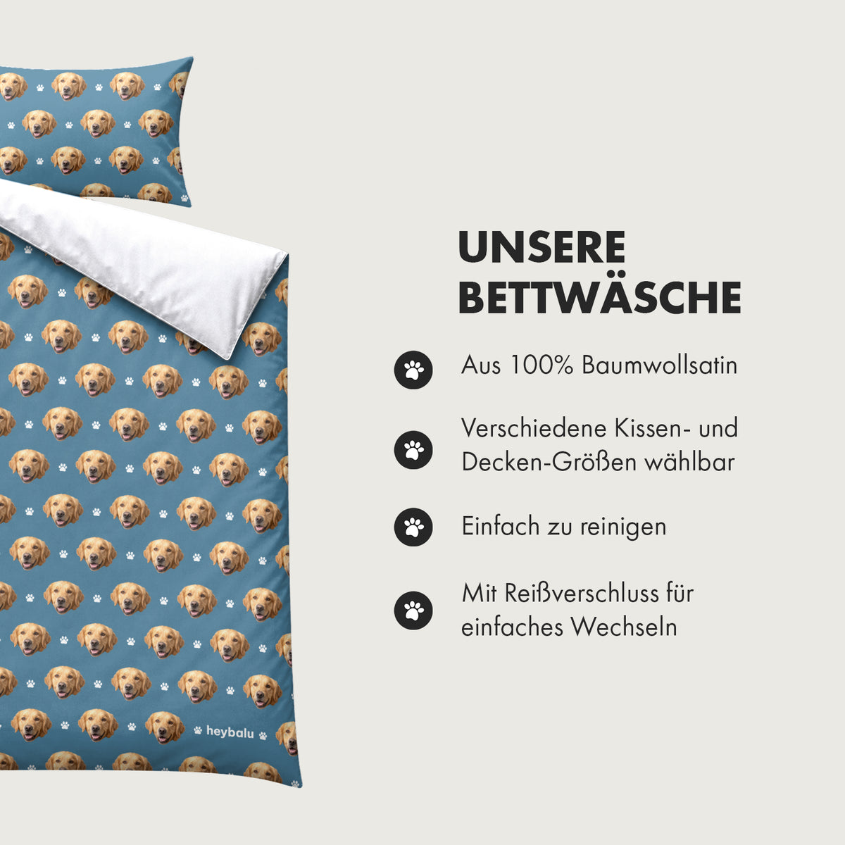Personalisierte Bettwäsche Baumwollsatin "Haustier"