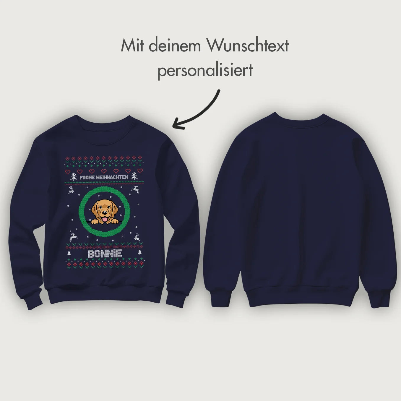 Christmas Sweater mit deinem Hund im Cartoon-Stil heybalu