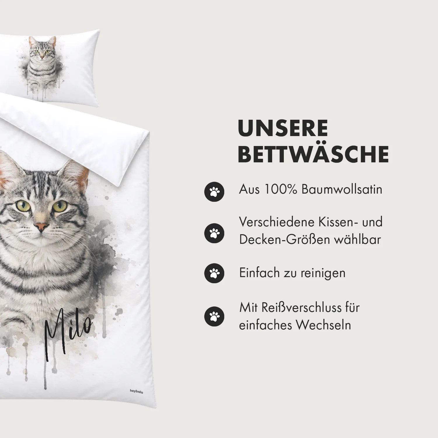 Personalisierte Bettwäsche Katze "Wasserfarben"