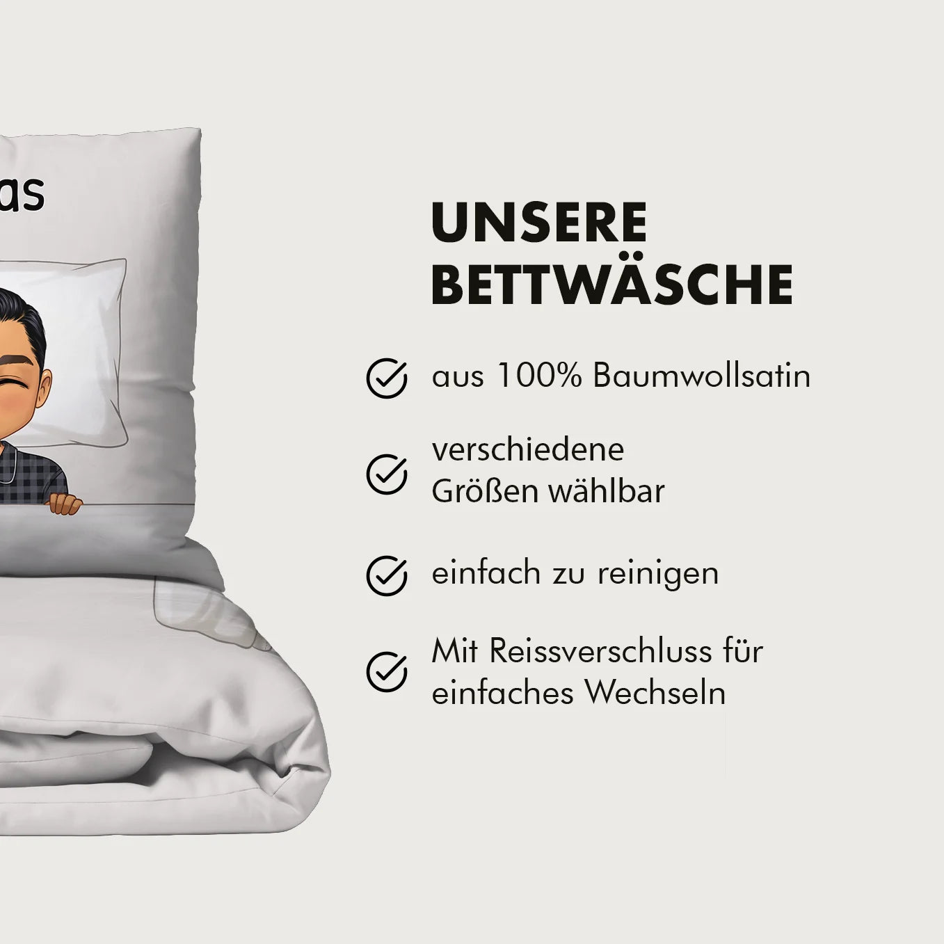 Personalisierte Bettwäsche Baumwollsatin "Schlafende Haustiere"