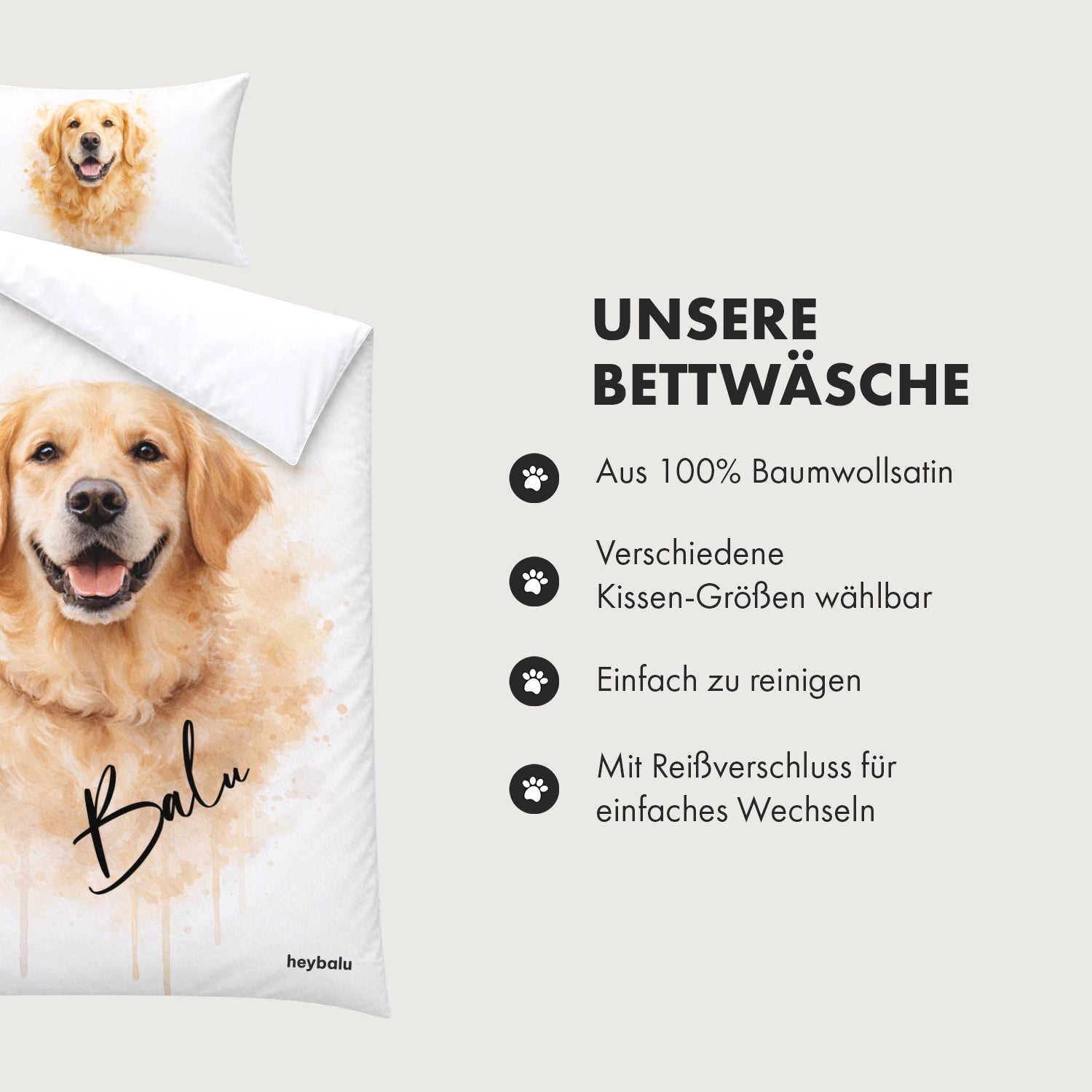 Personalisierte Bettwäsche "Wasserfarben Hund"