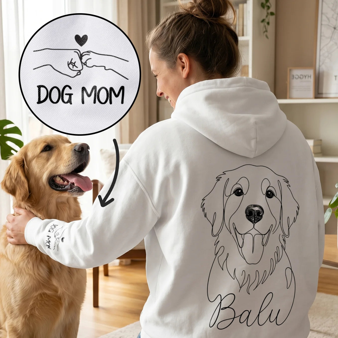 Personalisierter Hoodie "Dog Mama" mit Ärmeldruck