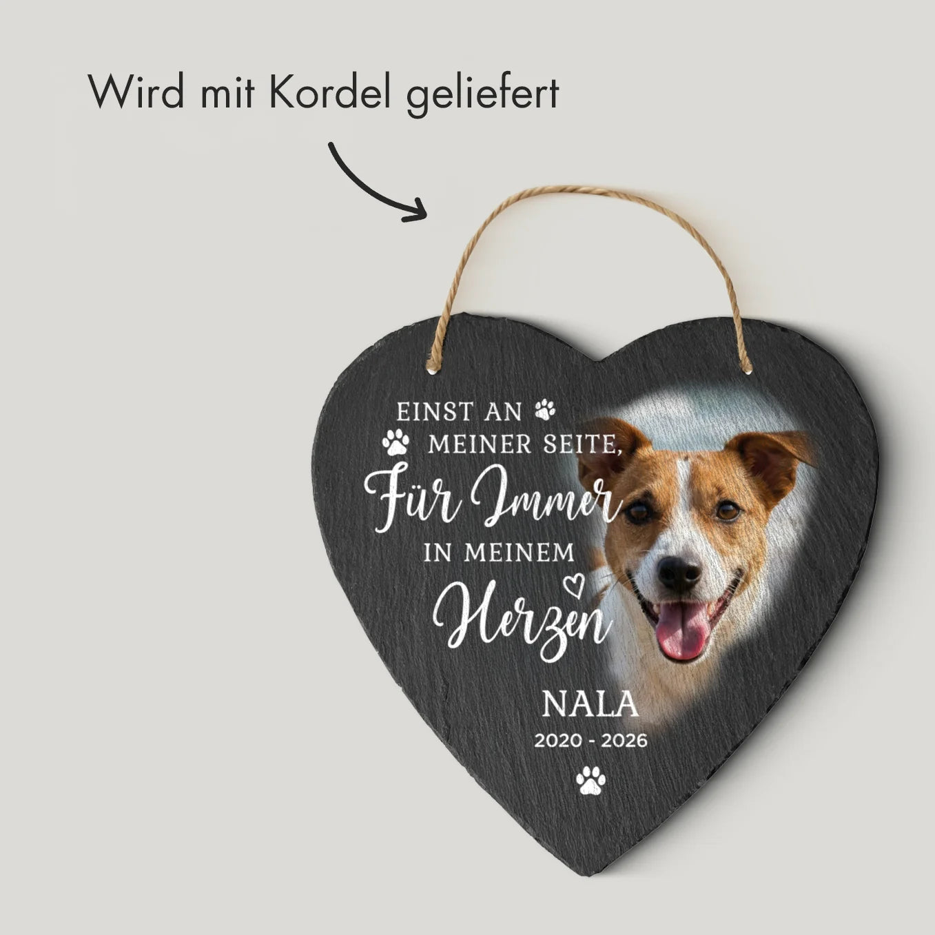 Personalisierte Schieferplatte Herz "Erinnerung"