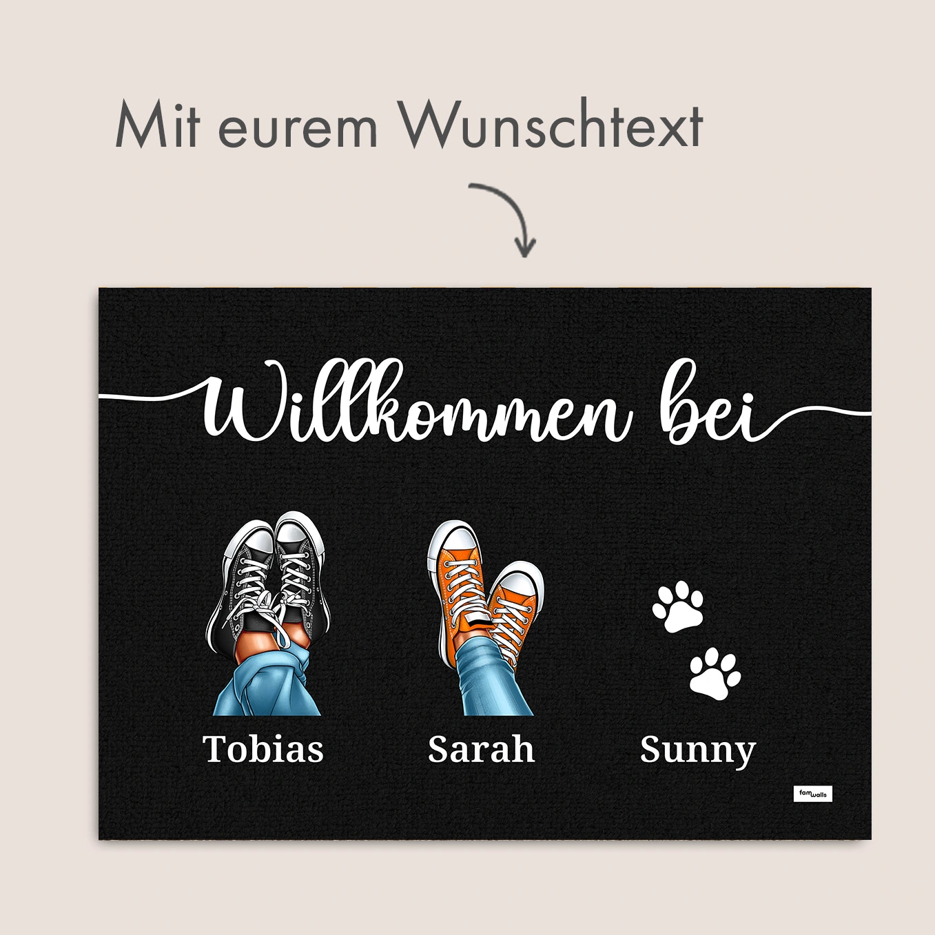 Personalisierte Fußmatte “Sneaker & Pfoten”