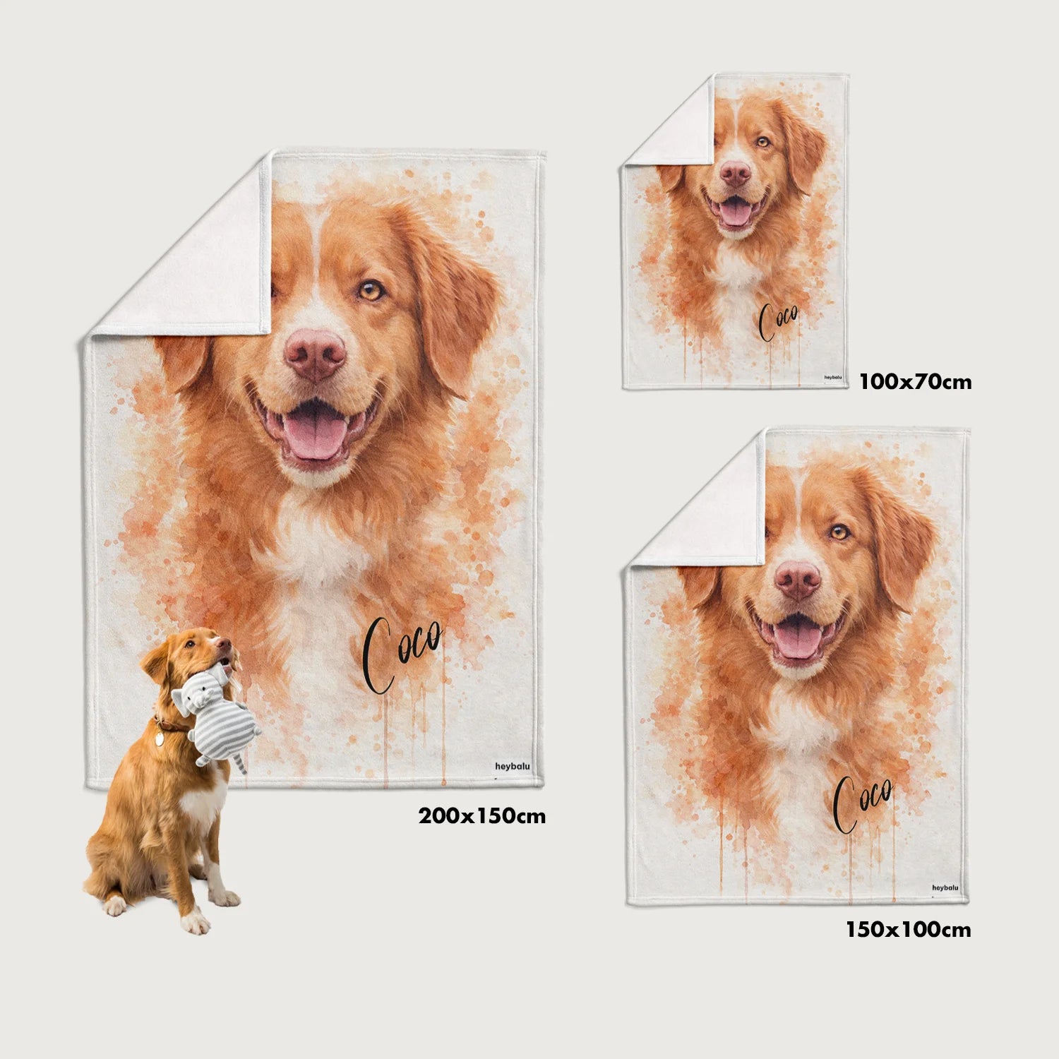 Personalisierte Decke "Wasserfarben Hund"
