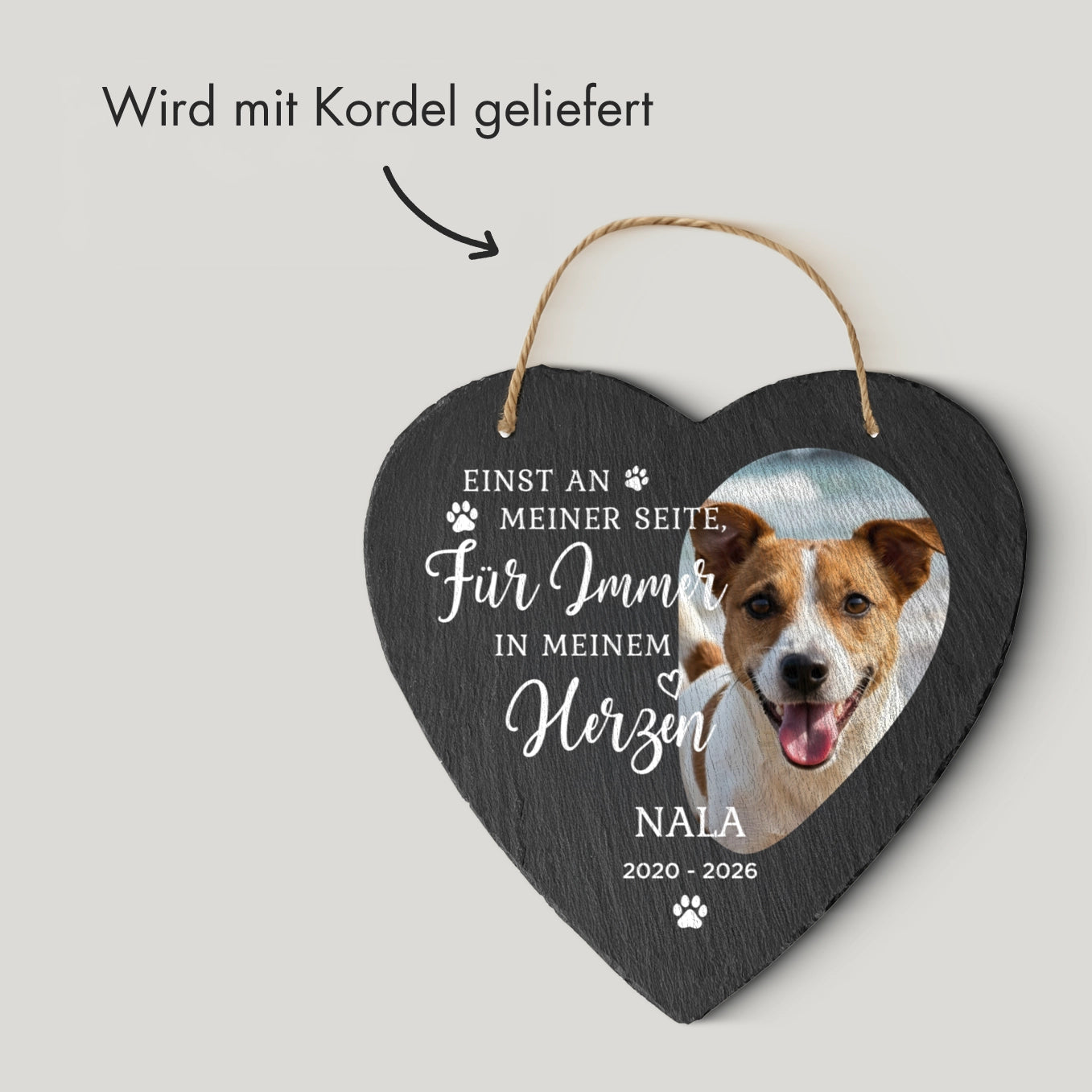 Personalisierte Schieferplatte Herz "Erinnerung"