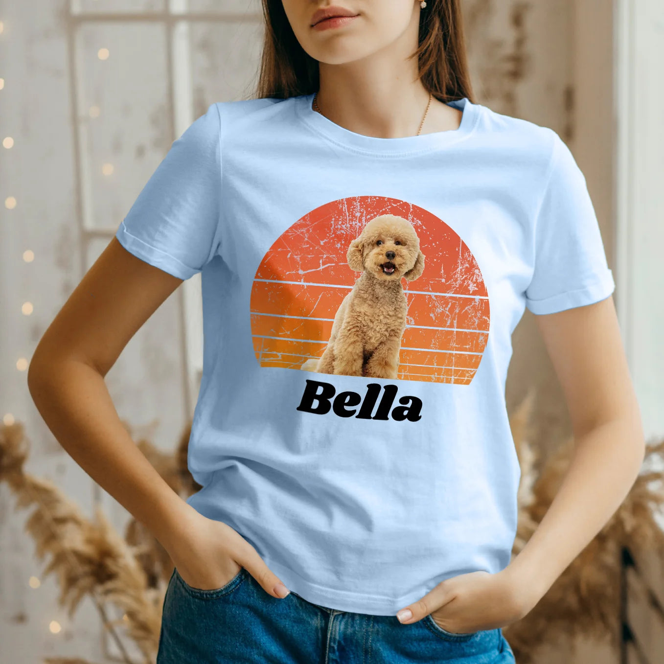 Personalisiertes Retro T-Shirt "Foto von deinem Hund" Hey Balu