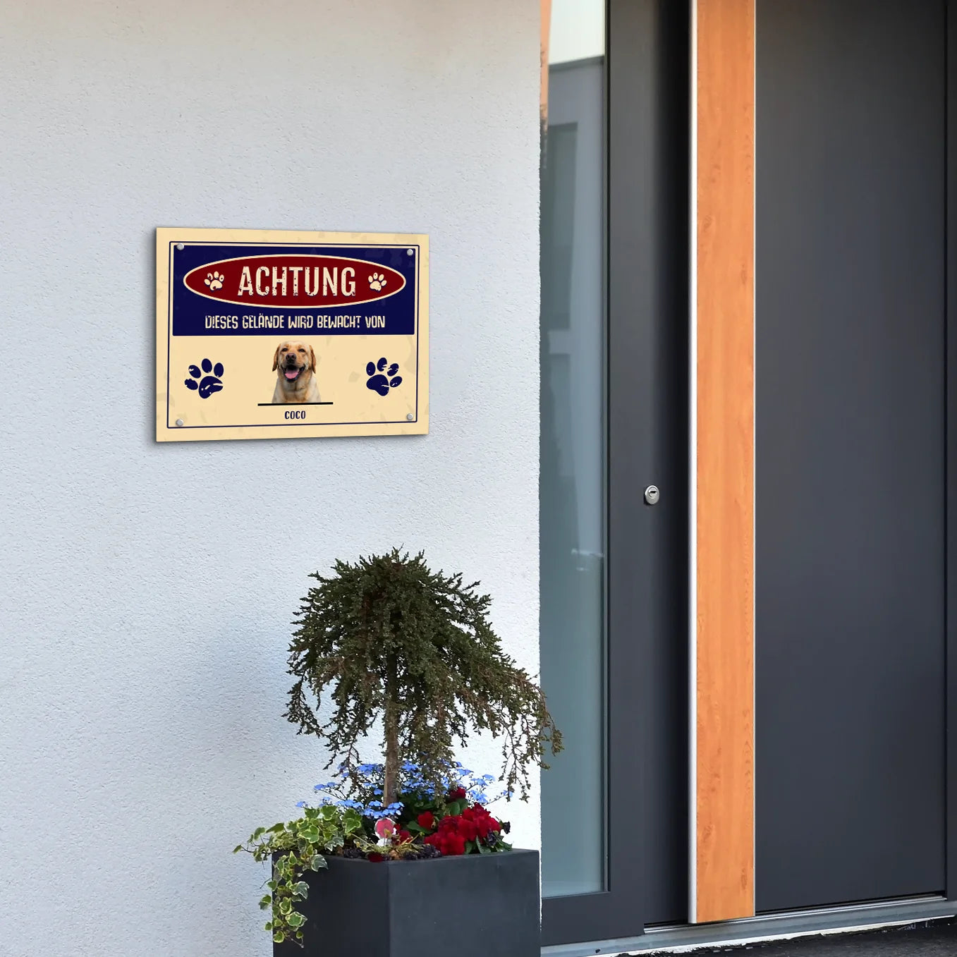 Personalisiertes Türschild "Achtung!"