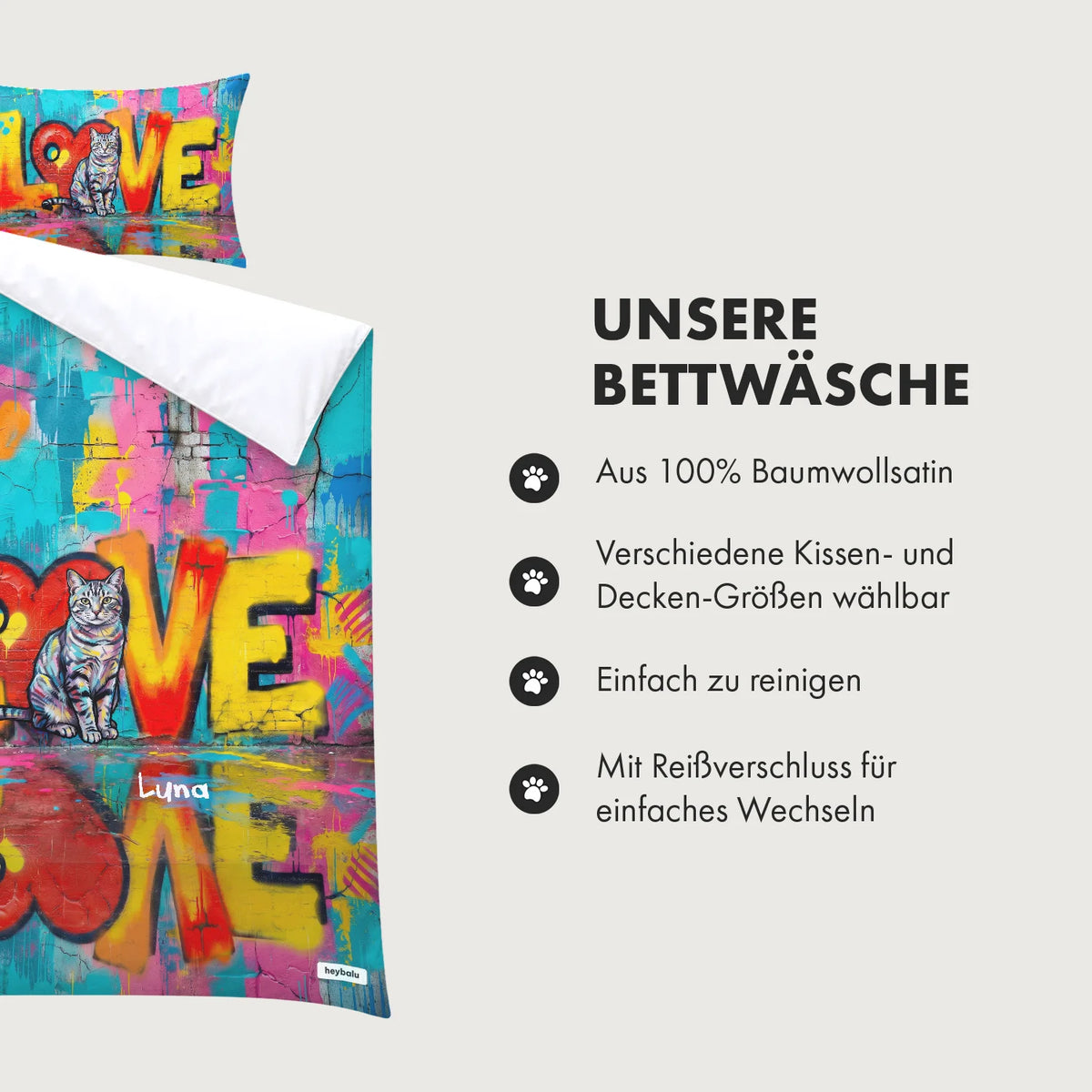 Personalisierte Bettwäsche "Love Katze"