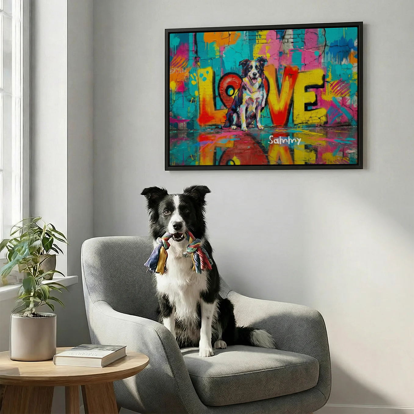Personalisierte Leinwand "LOVE" Hund