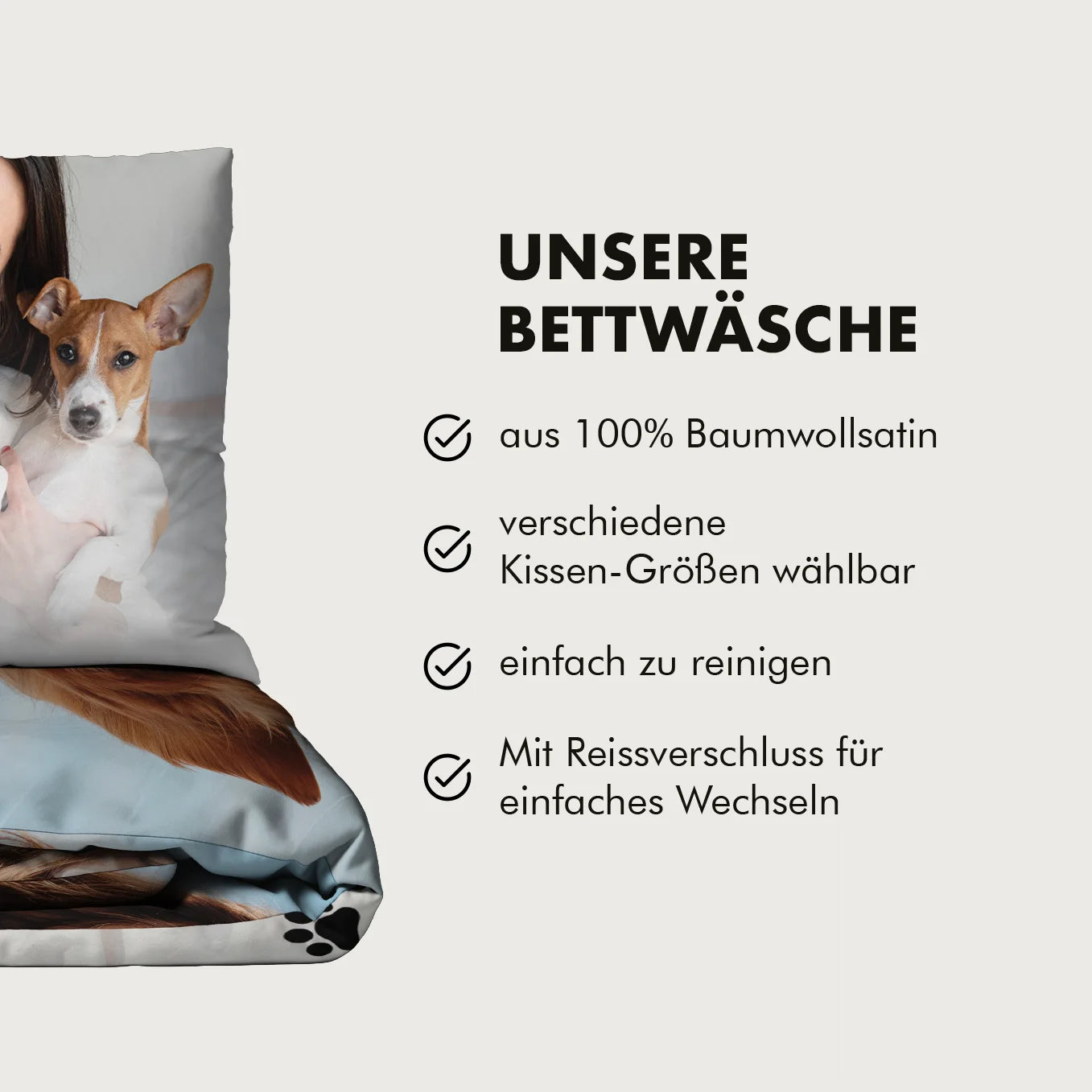 Personalisierte Bettwäsche Baumwollsatin "Foto & Text" heybalu