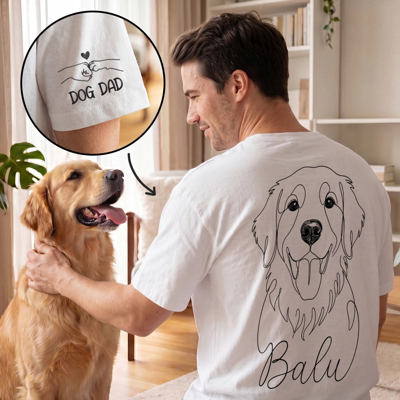 Personalisiertes T-Shirt Oversized “Dog Dad” mit Ärmeldruck