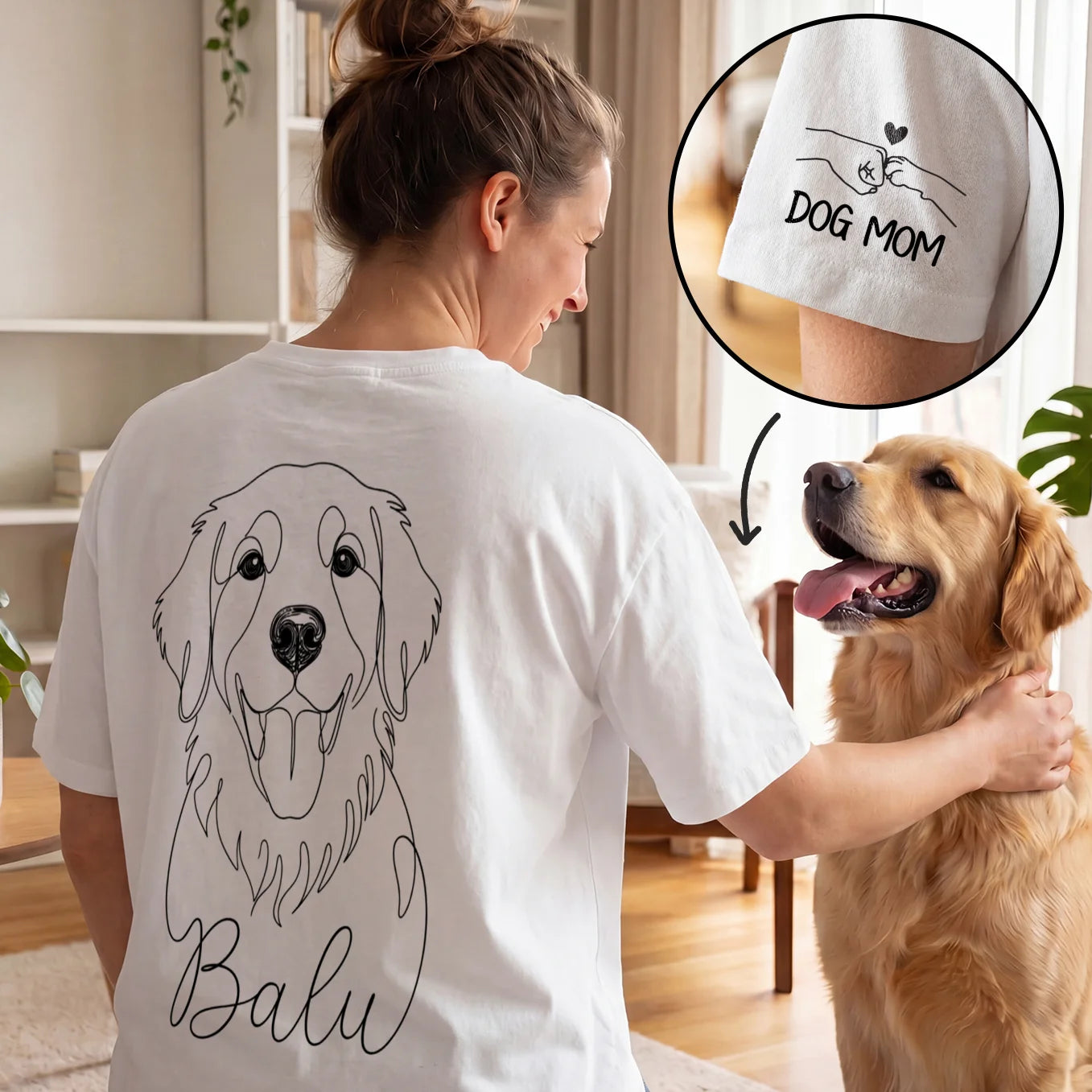 Personalisiertes Oversized Shirt "Dog Mom" mit Ärmeldruck