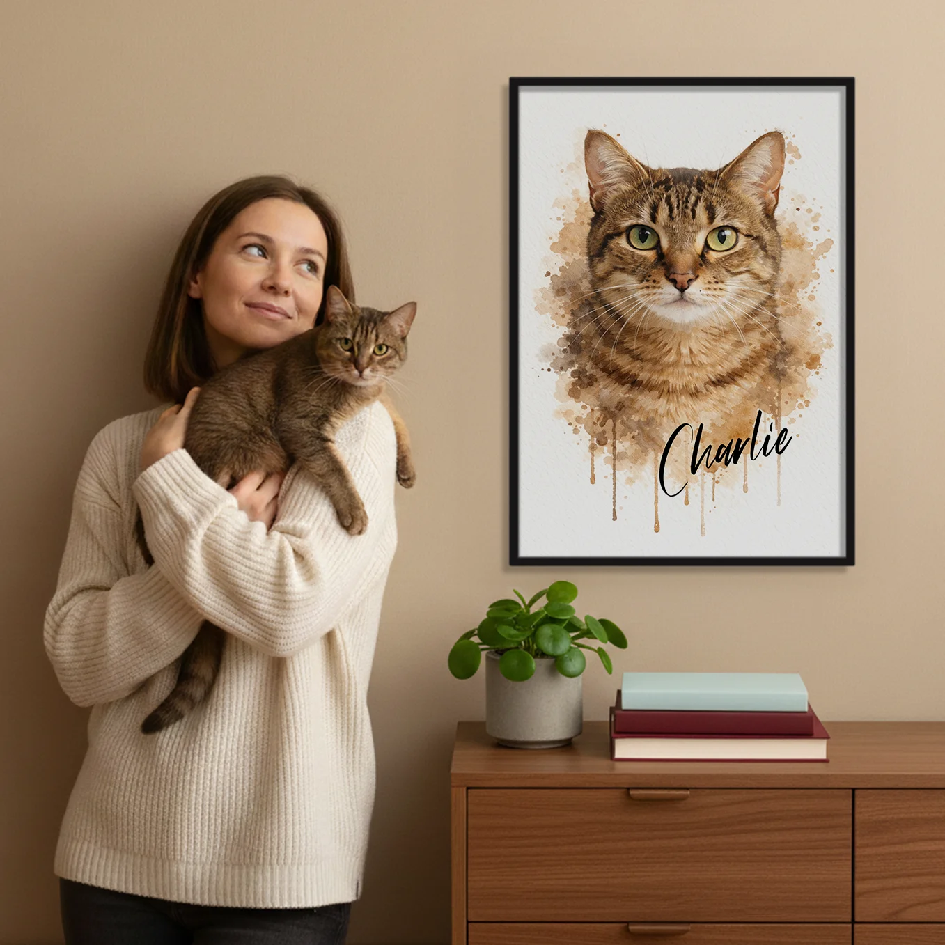 Personalisiertes Poster Katze "Wasserfarben"
