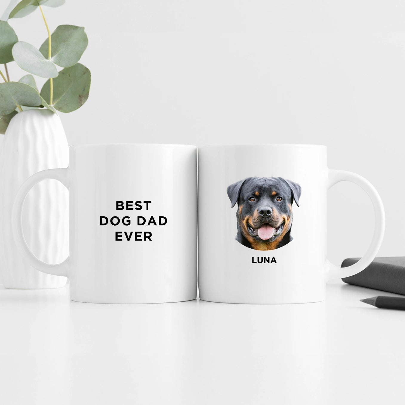 Personalized Dog Dad Leather Tumbler - Woof Best Dog Dad Ever - Personalized Custom Leather Tumbler