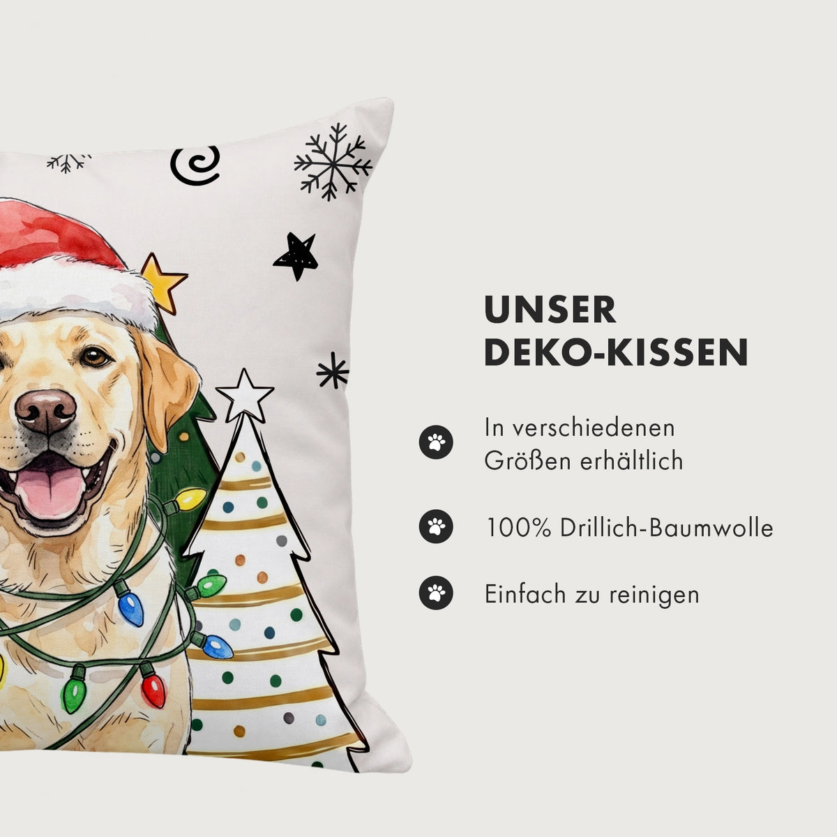 Personalisiertes Kissen "Wasserfarben Haustier Weihnachten"