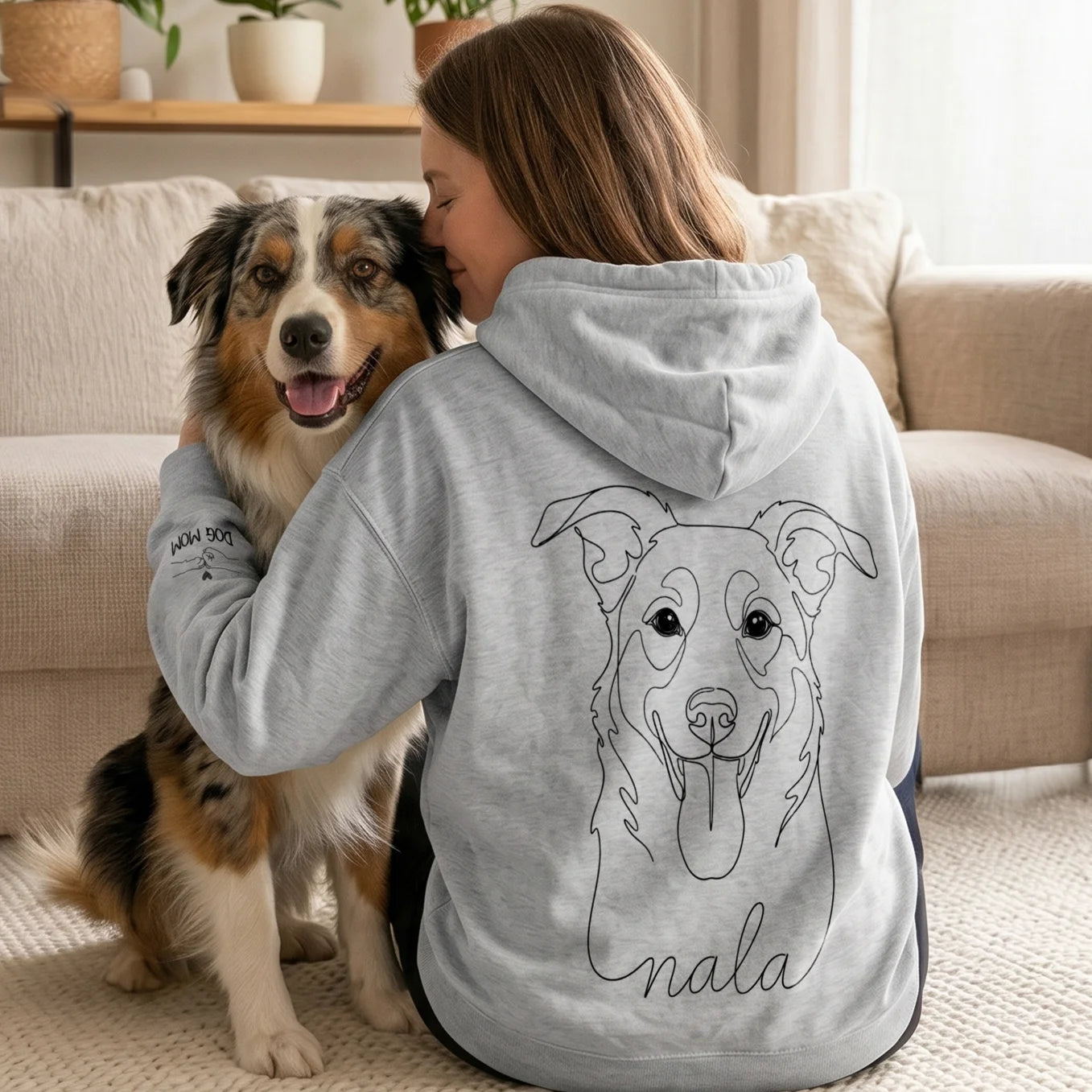 Personalisierter Hoodie "Dog Mama" mit Ärmeldruck