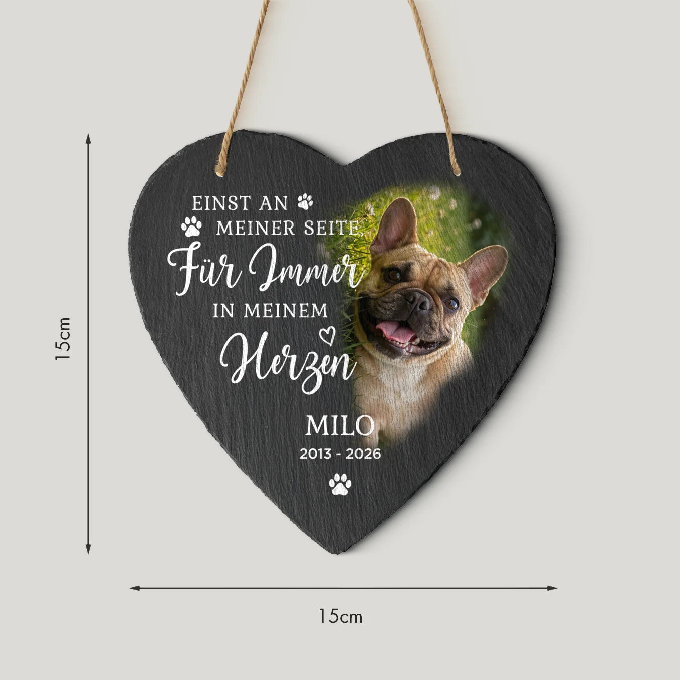 Personalisierte Schieferplatte Herz "Erinnerung"