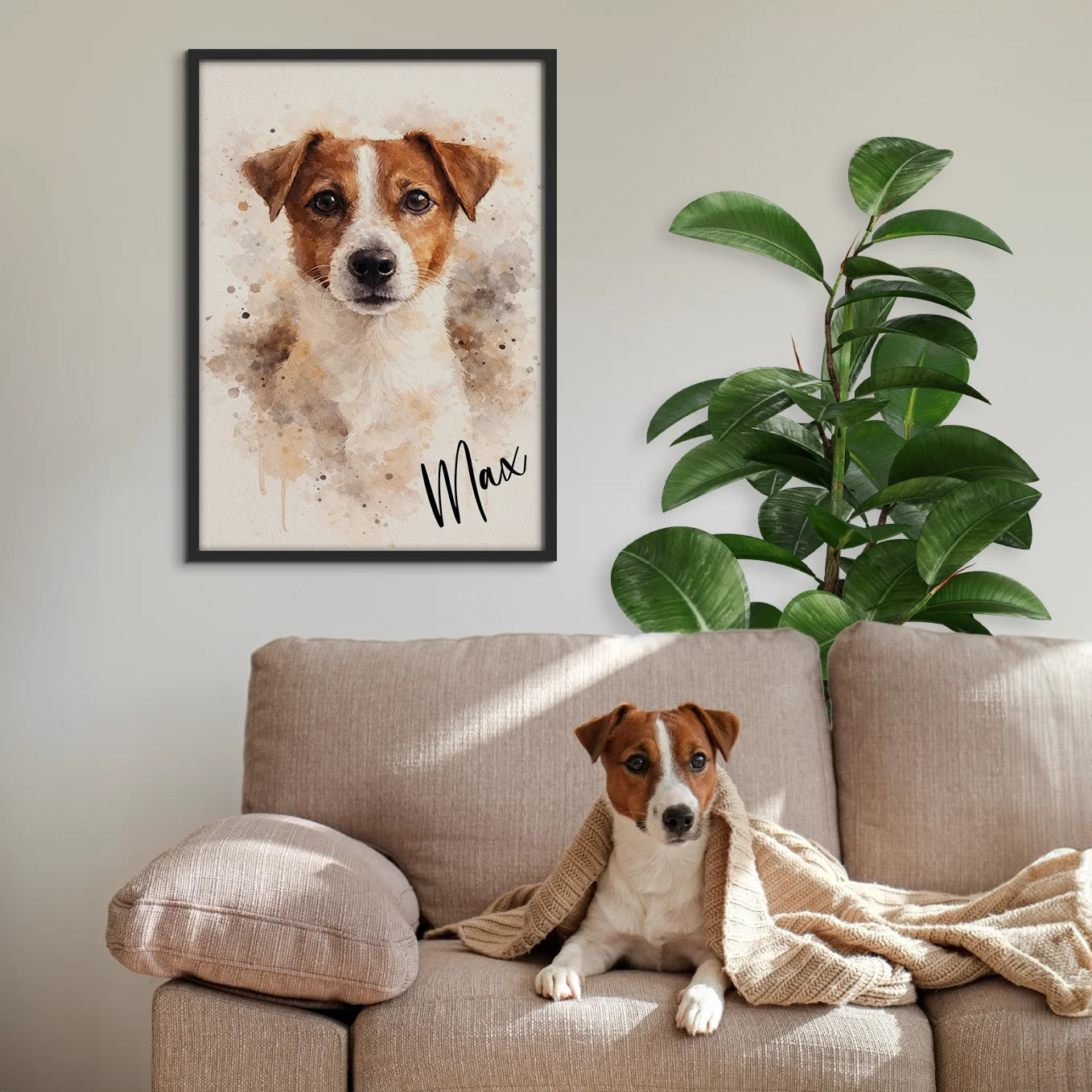 Personalisiertes Portrait Hund "Wasserfarben"