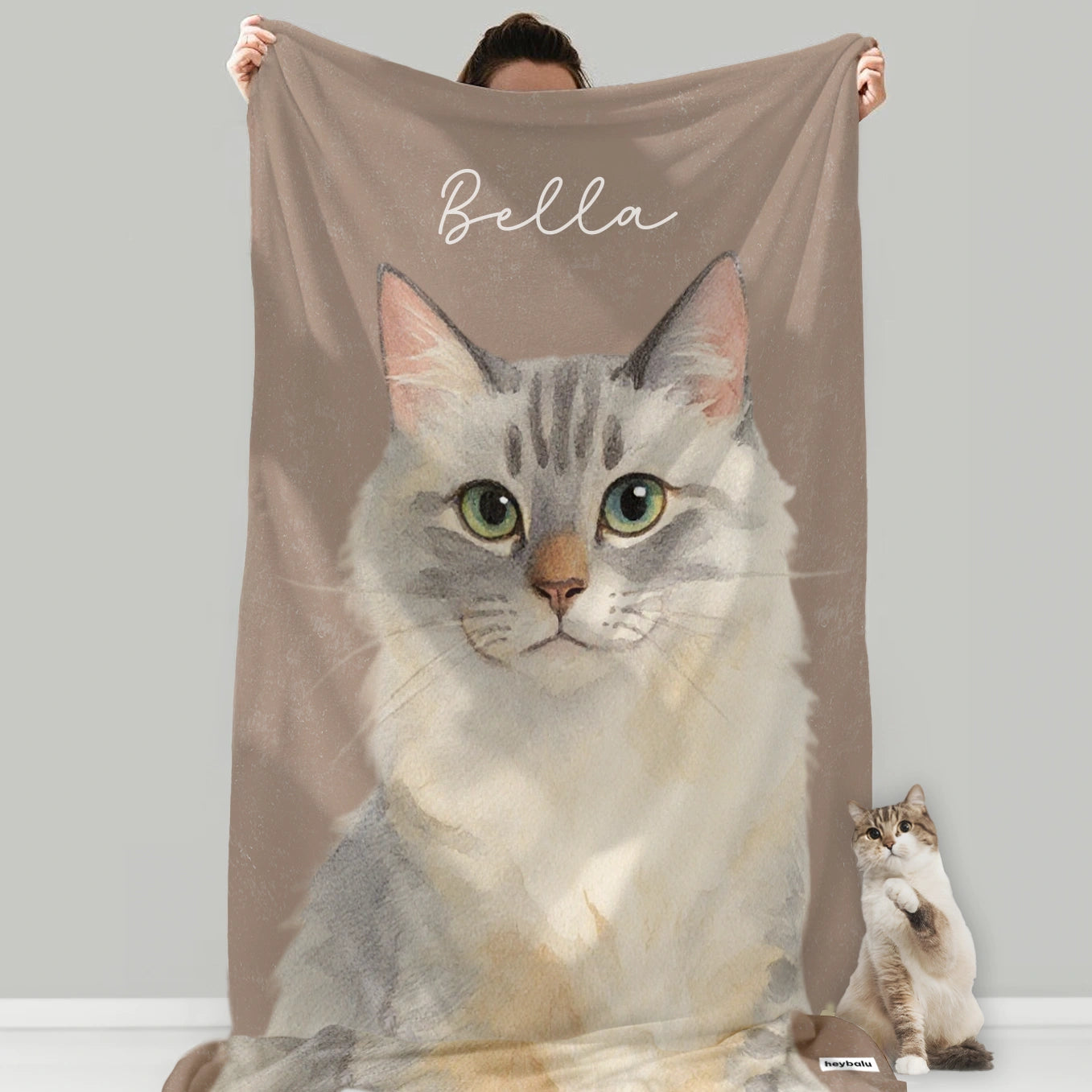 Personalisierte Decke Katze "Portrait"