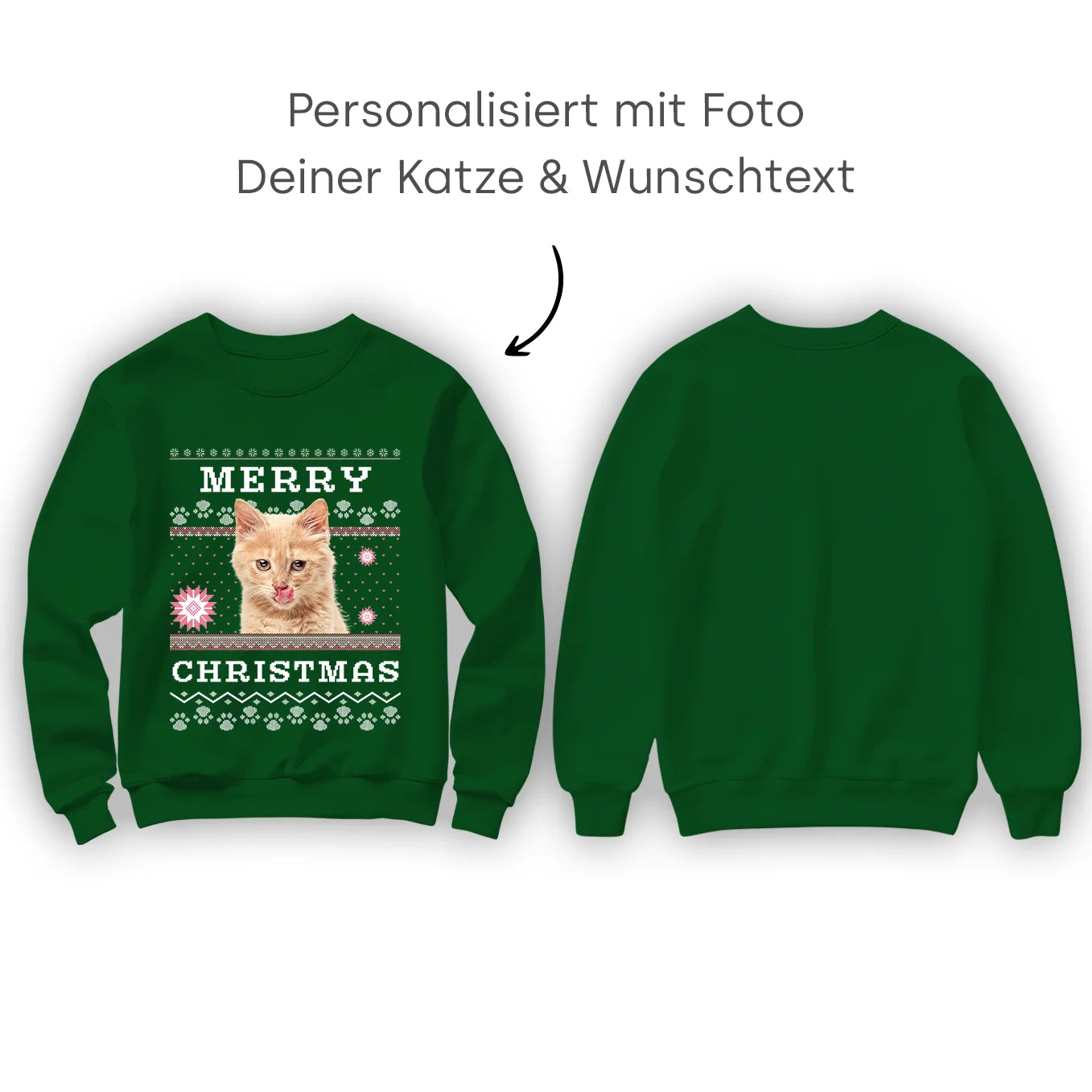 Personalisierter Christmas Sweater Katze "Ho Ho Ho" heybalu