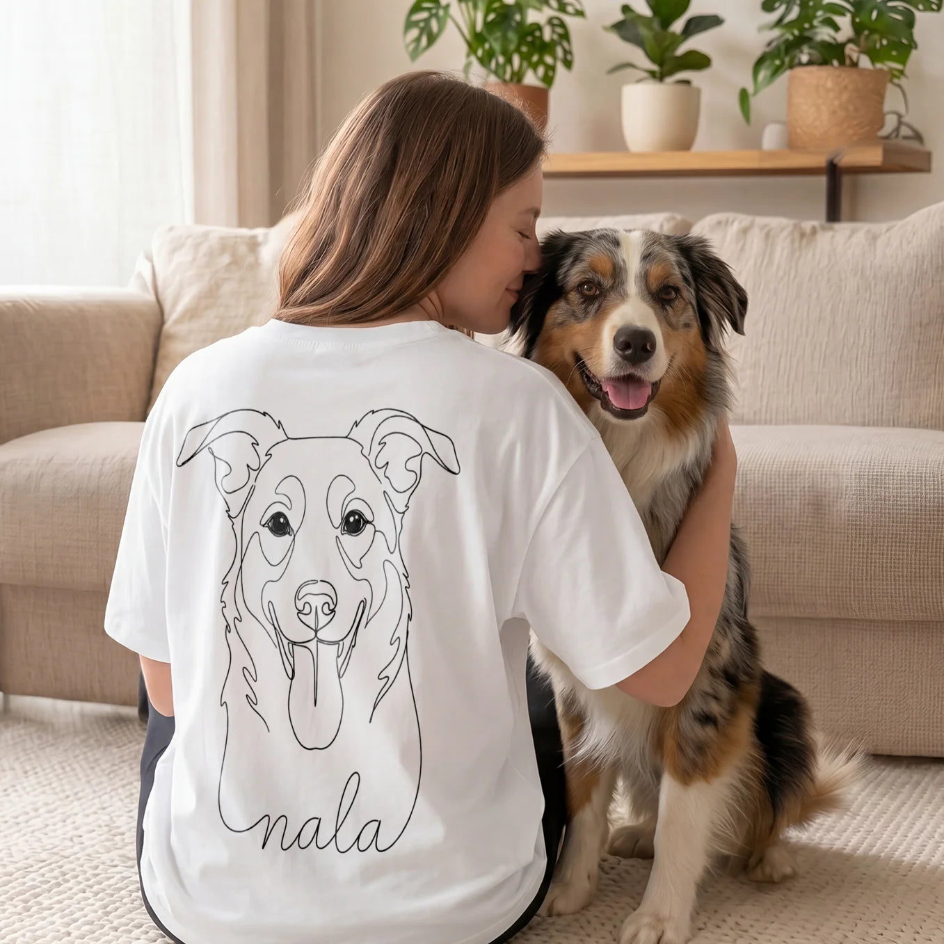 Personalisiertes Oversized Shirt "Dog Mom" mit Ärmeldruck