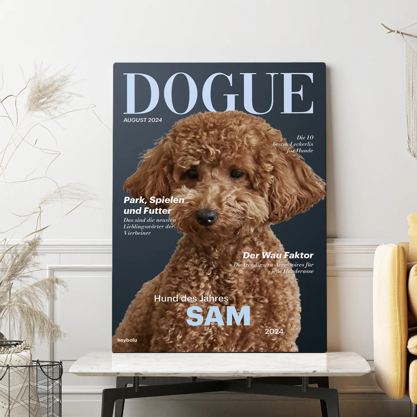 Personalisierte Leinwand Hundemagazin "DOGUE"
