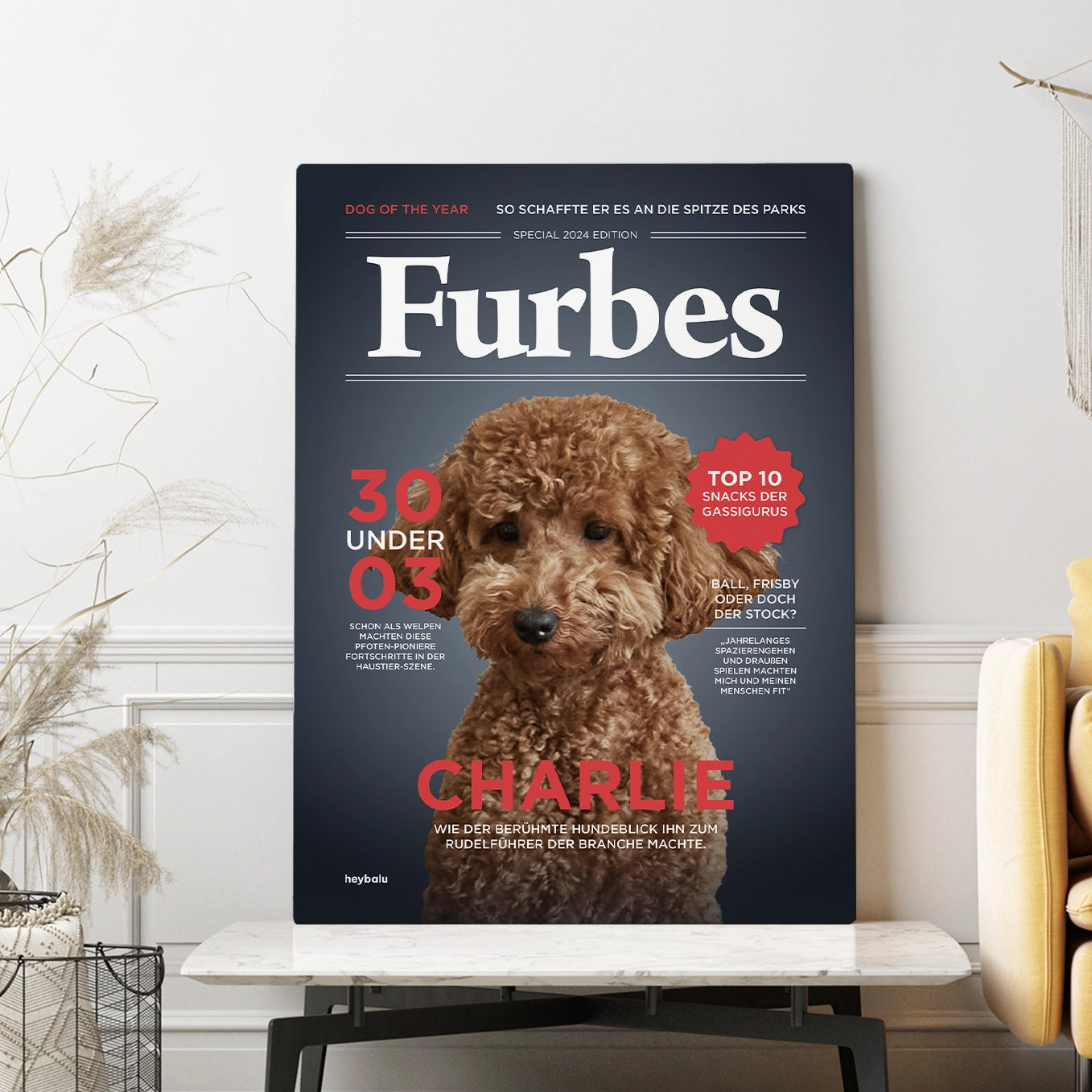 Personalisierte Leinwand Hundemagazin "Furbes"