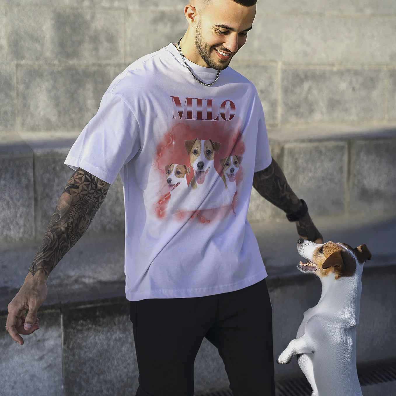 Personalisiertes Haustier T-Shirt "Vintage Name"