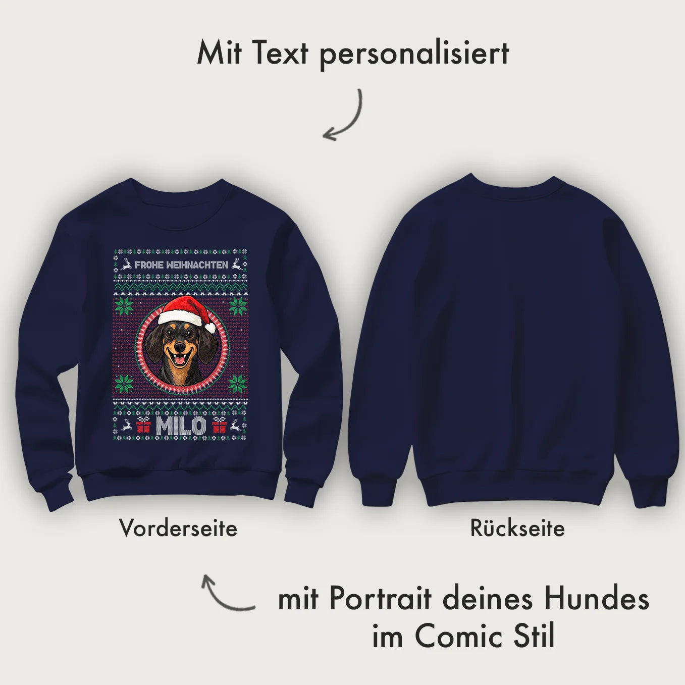 Personalisierter Christmas Sweater "Cartoon Portrait"