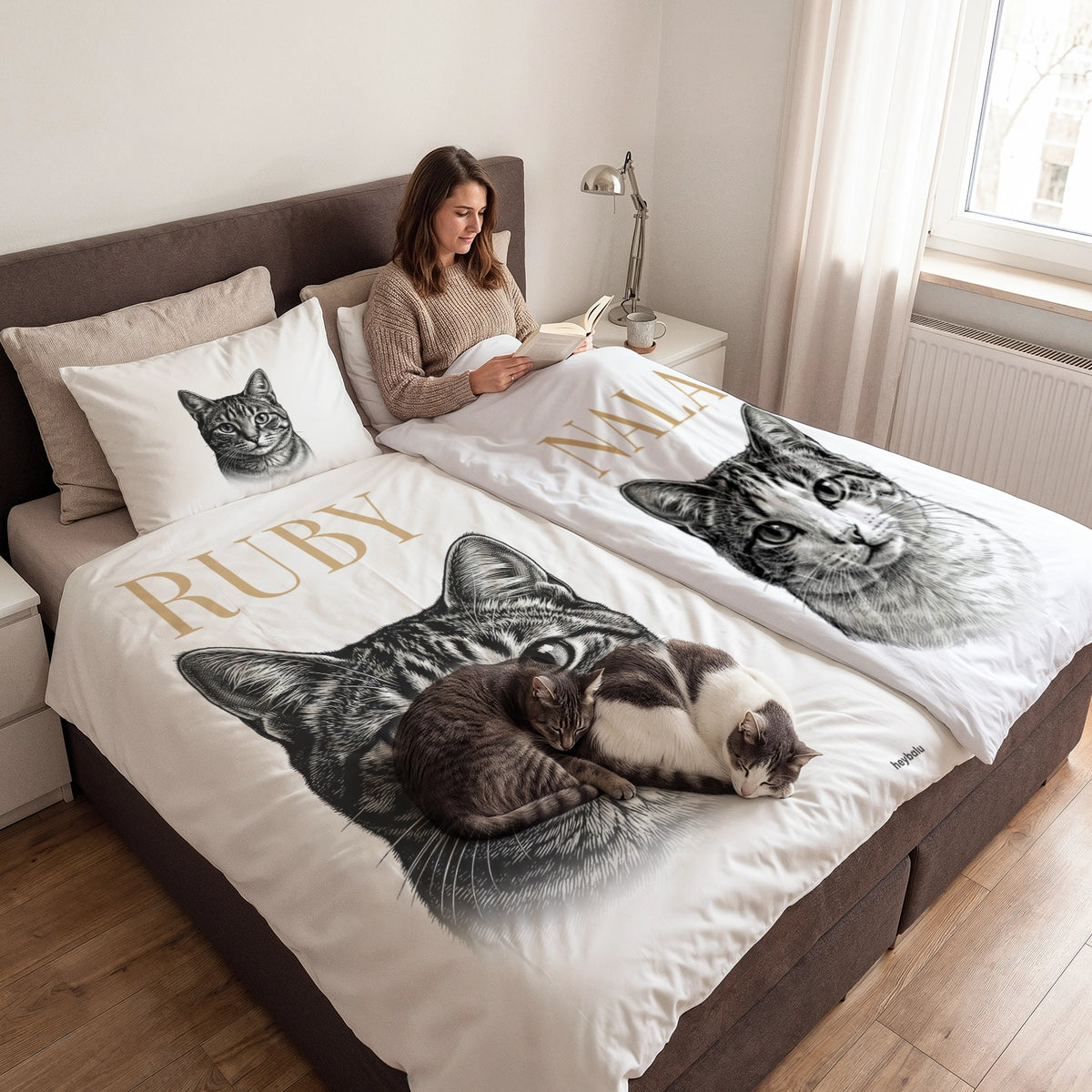 Personalisierte Bettwäsche "Retro Katze"
