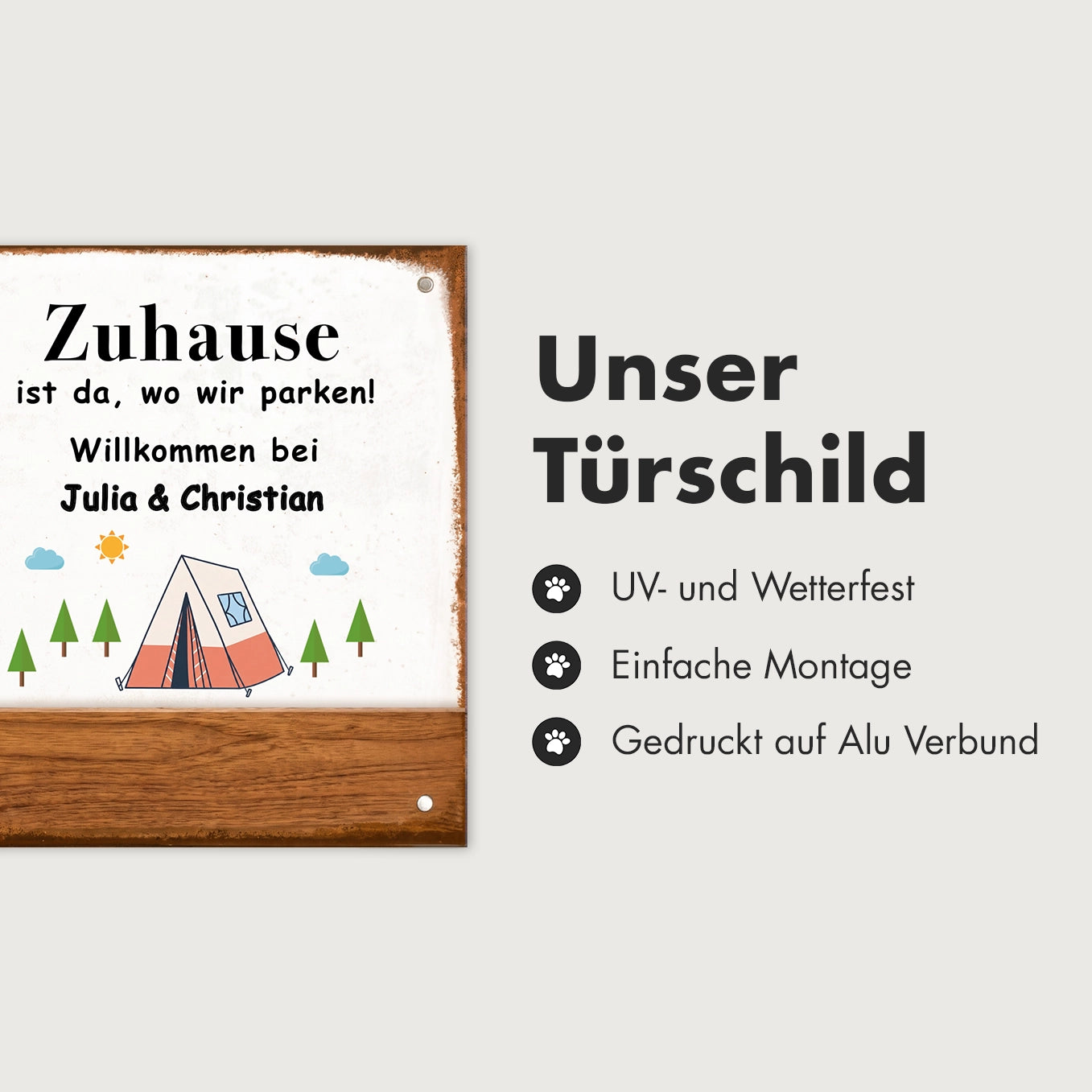 Personalisiertes Türschild "Hier wacht"