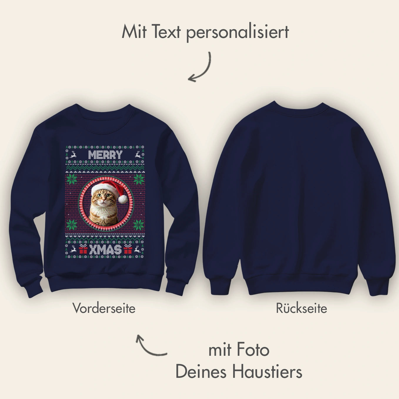 Personalisierter Christmas Sweater Foto “Katze”