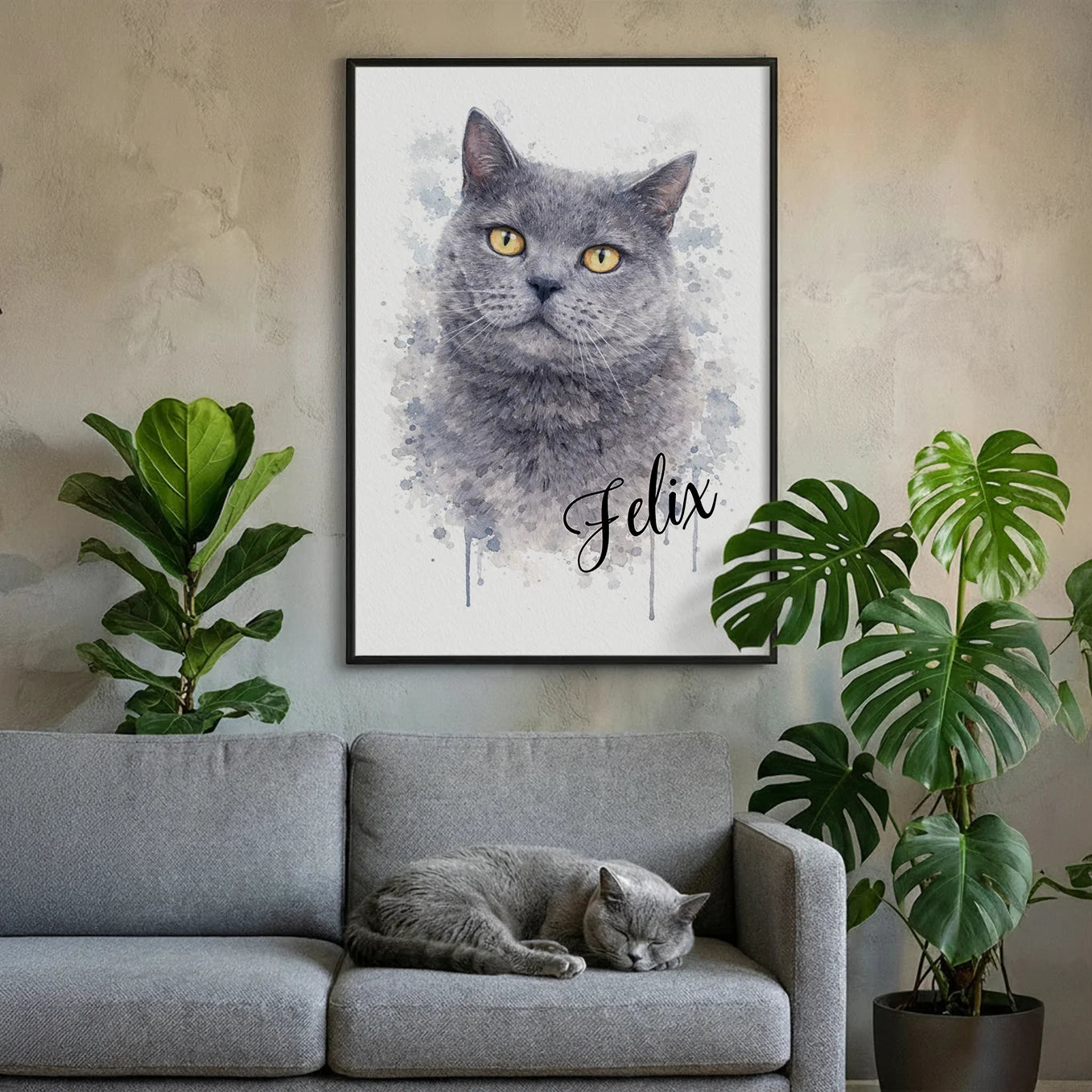 Personalisiertes Poster Katze "Wasserfarben"