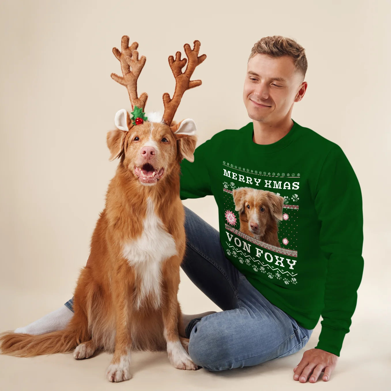 Personalisierter Christmas Sweater Haustier "Ho Ho Ho" heybalu