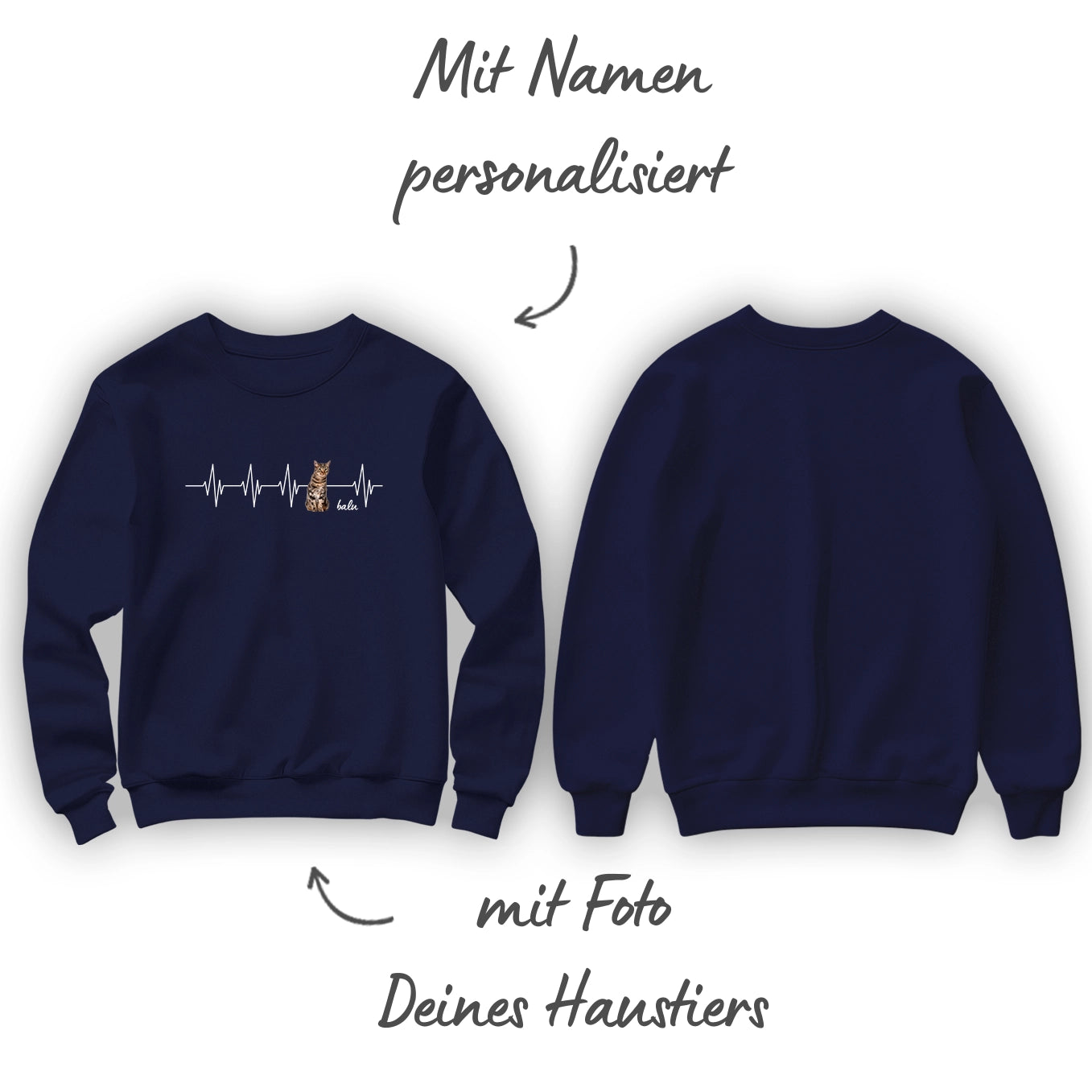 Personalisierter Sweater ''Herzschlag Katzenfoto'' Hey Balu