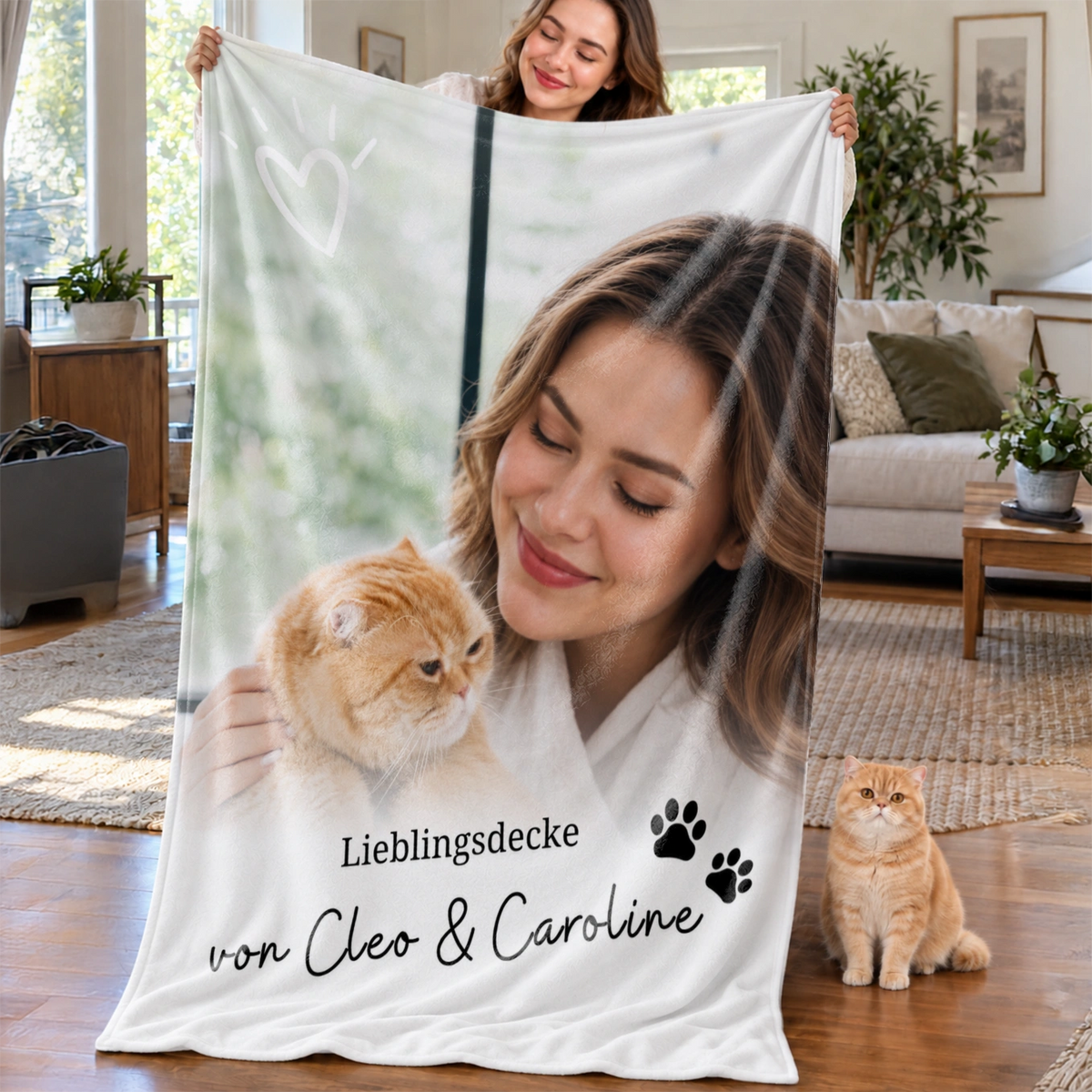 Personalisierte Kuscheldecke Katzen "Dein Foto & Text"
