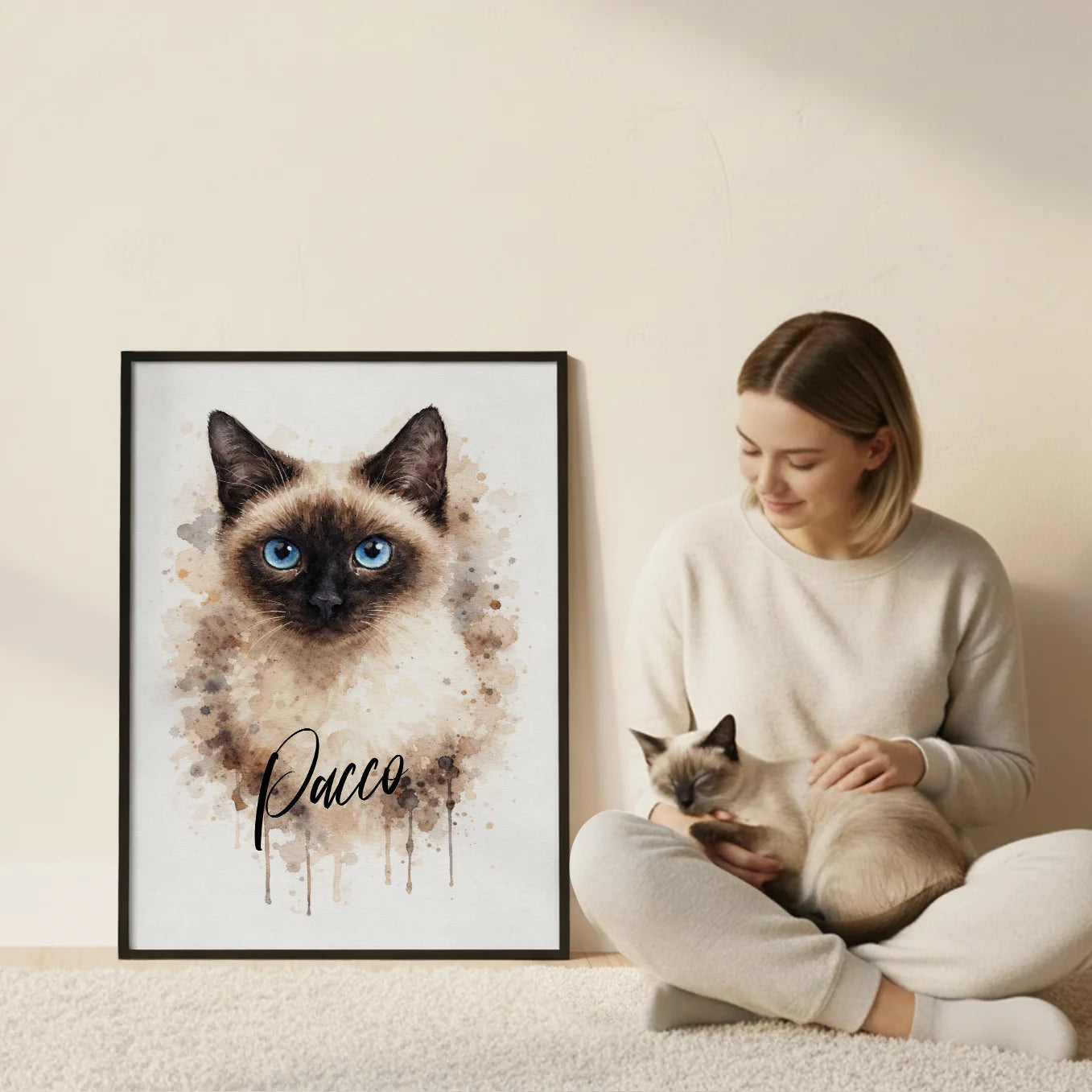 Personalisiertes Poster Katze "Wasserfarben"