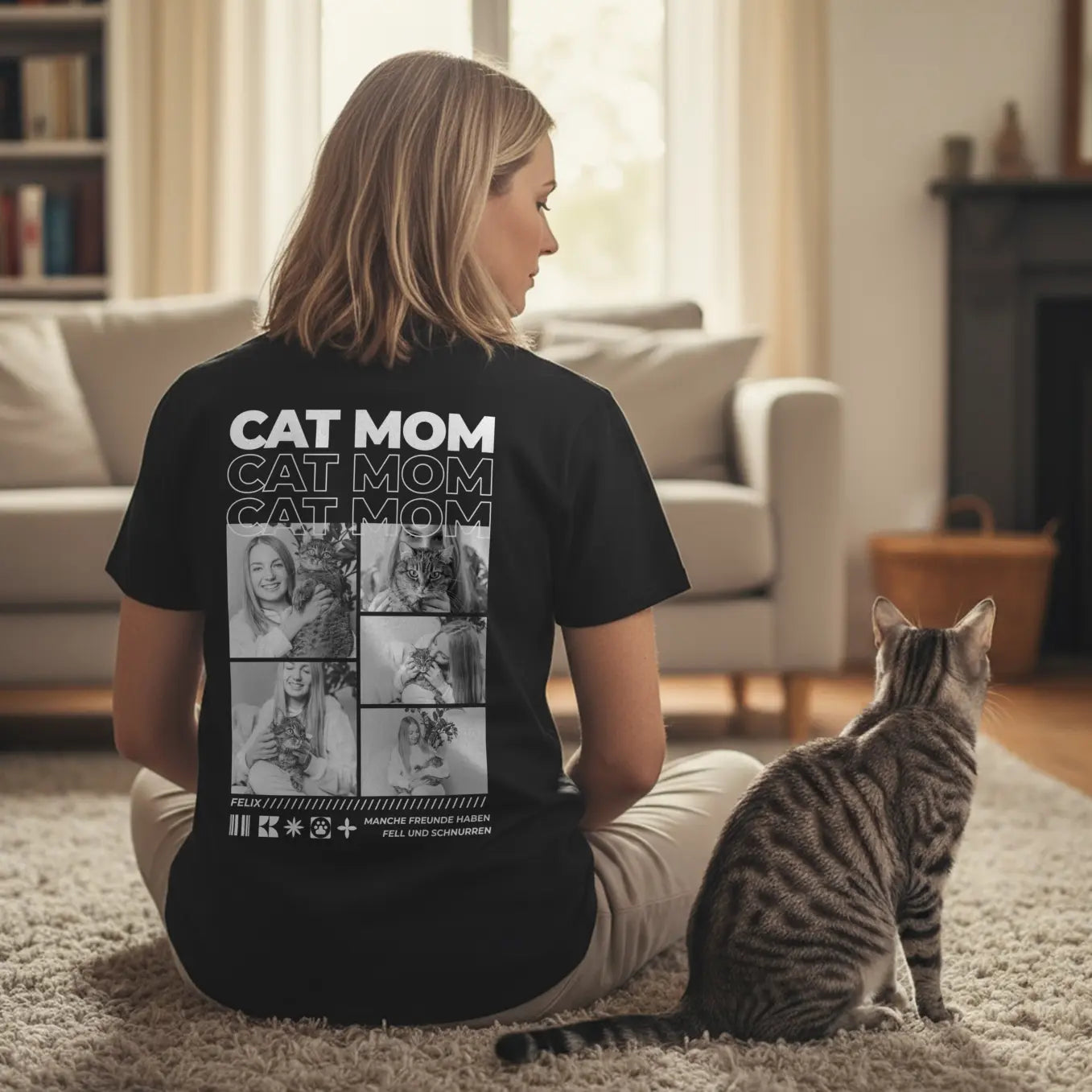 Personalisiertes Oversized T-Shirt "Cat Mom"