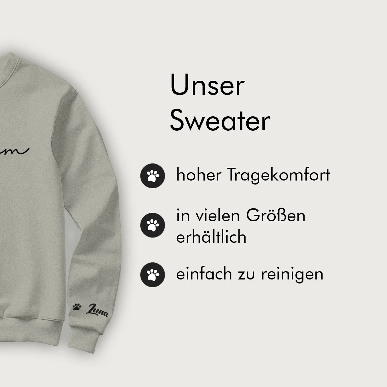 Personalisierter Sweater “Cat Mom” mit Ärmeldruck